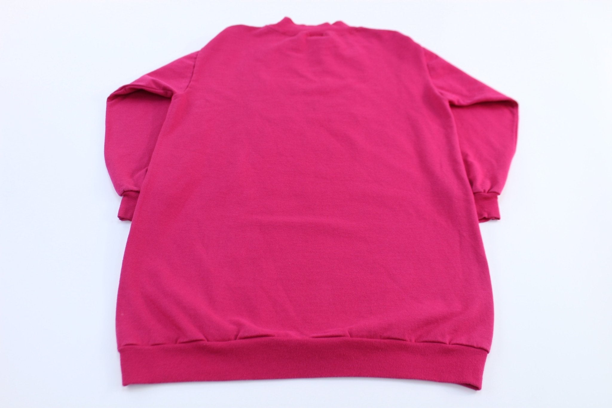 90's Mickey Mouse Embroidered Pink Sleep Sweatshirt - Sweatshirts - Thrifted Threads