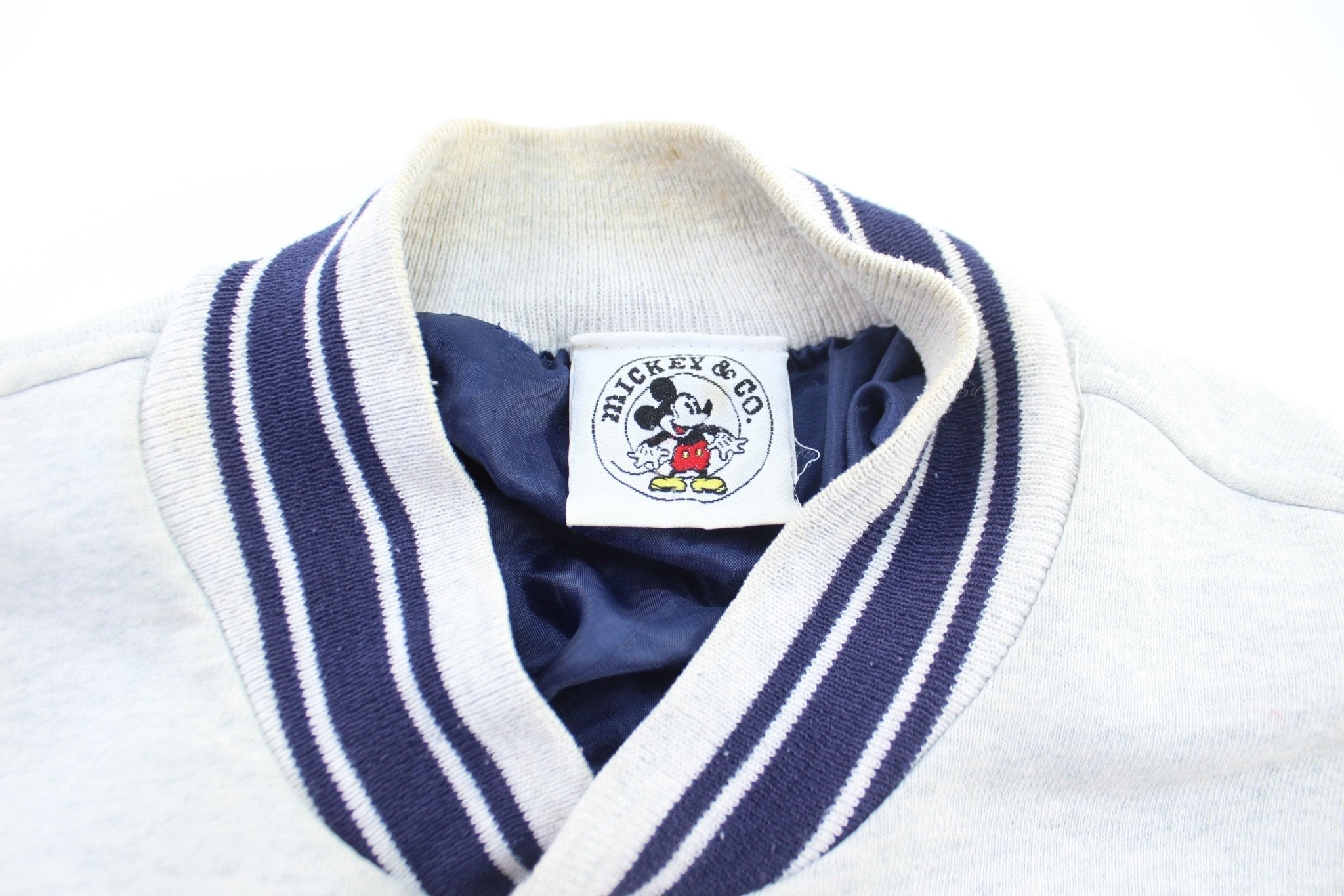 90's Mickey Mouse Embroidered Varsity Jacket - Jacket - Thrifted Threads