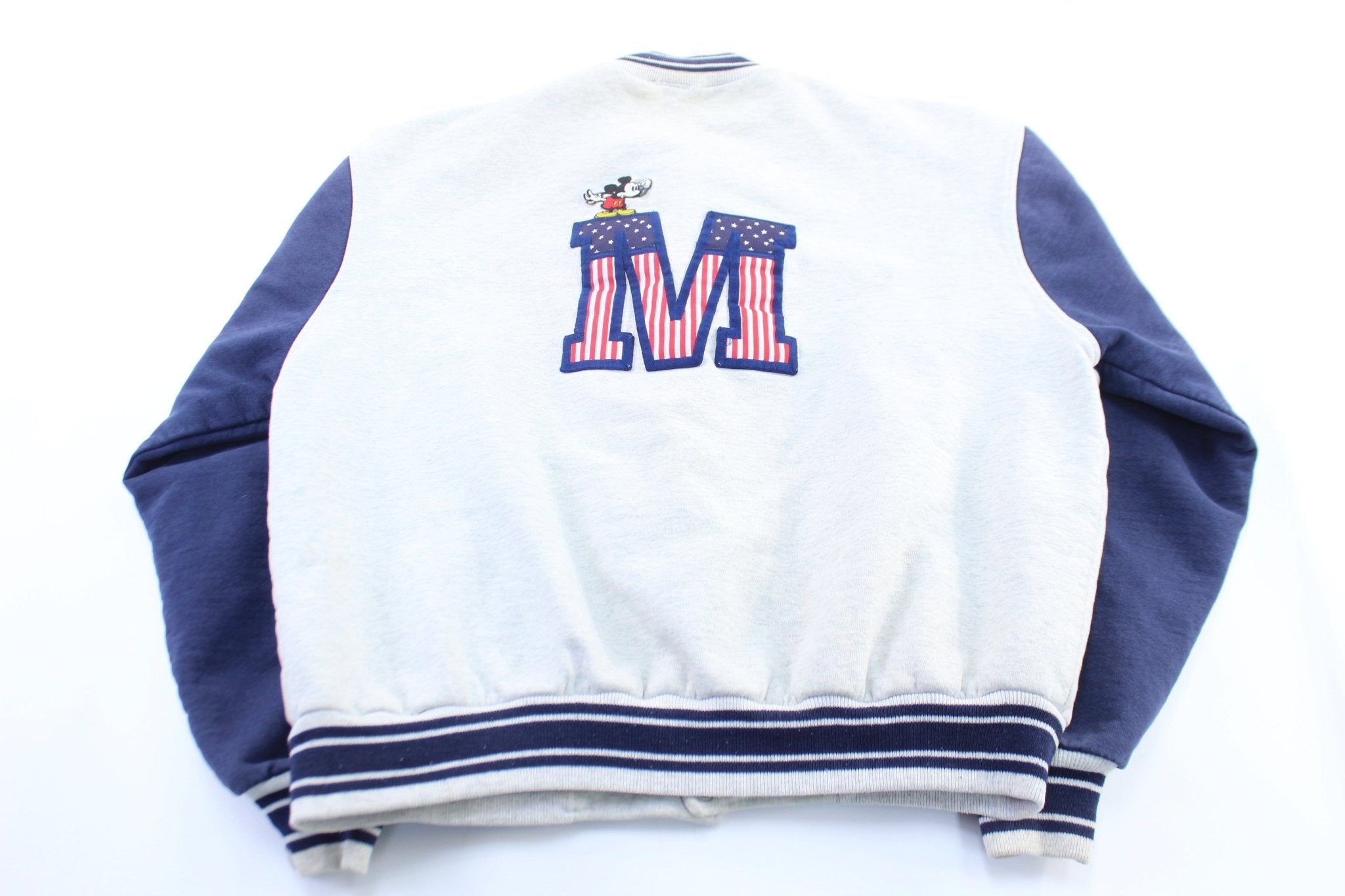 90's Mickey Mouse Embroidered Varsity Jacket - Jacket - Thrifted Threads
