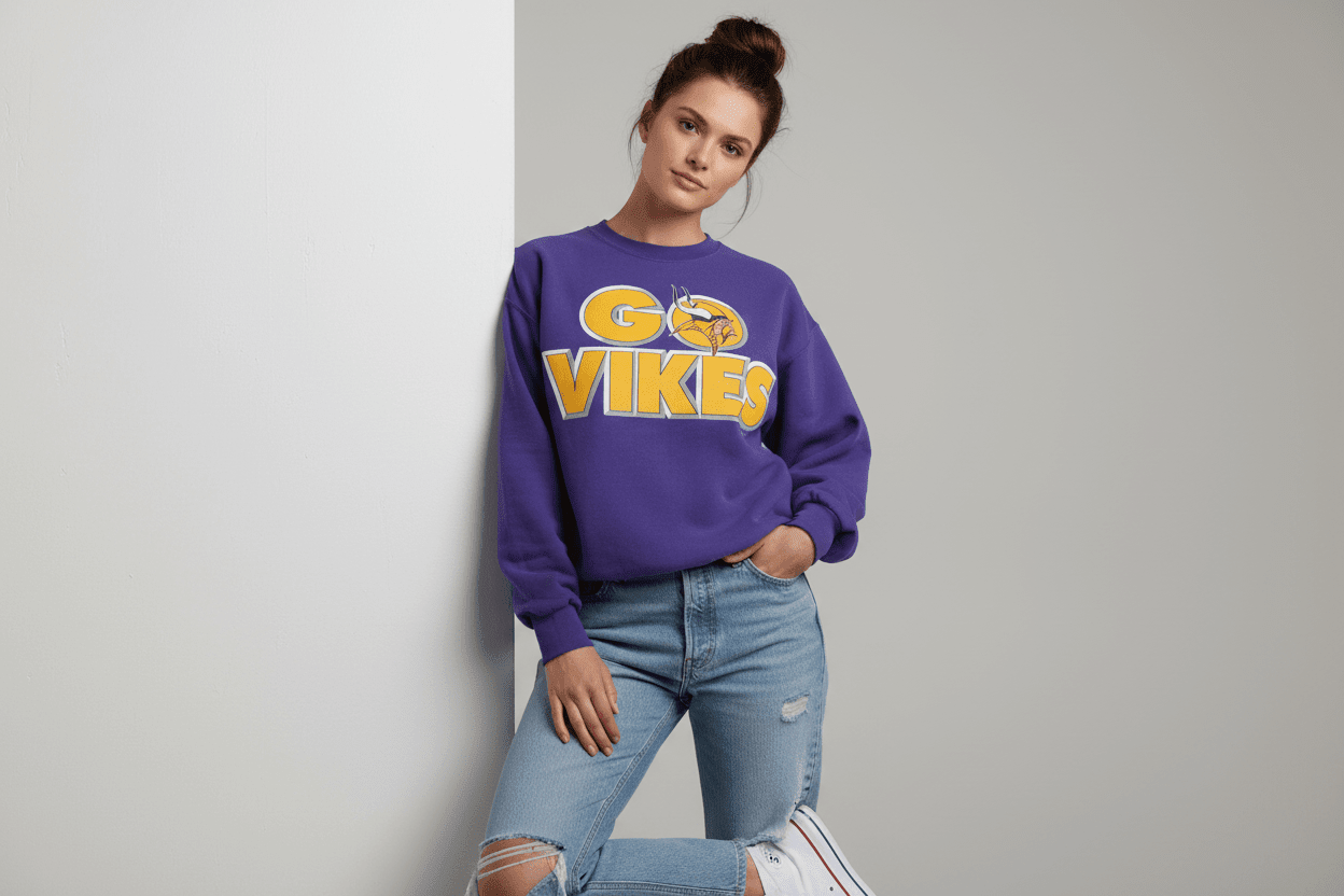 90's Minnesota Vikings Go Vikes Sweatshirt - Sweatshirt - Thrifted Threads