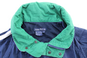90's Nautica Embroidered Logo Blue, Green, & White Sailing Zip Up Jacket - Jacket - Thrifted Threads