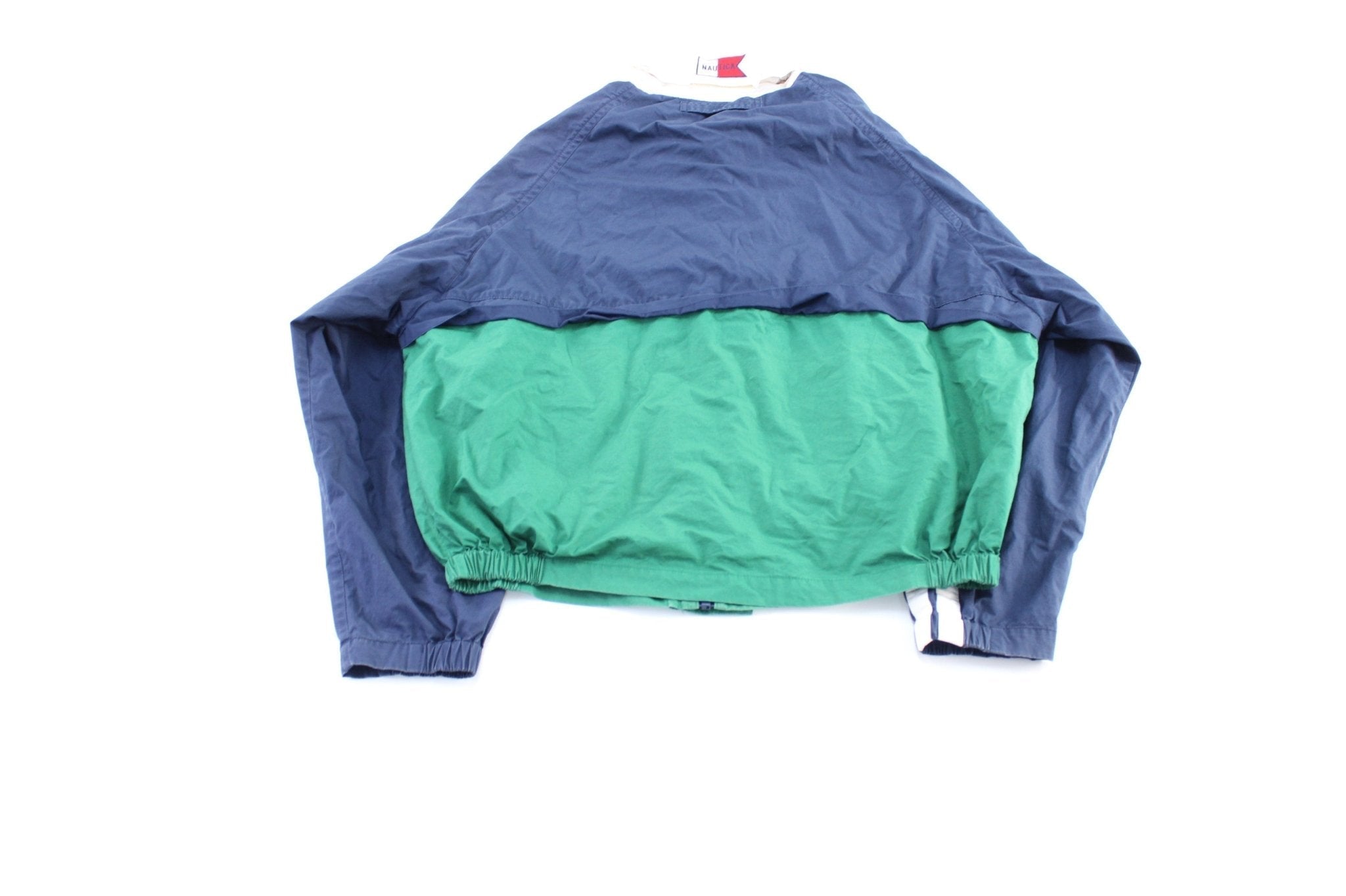 90's Nautica Embroidered Logo Blue, Green, & White Sailing Zip Up Jacket - Jacket - Thrifted Threads