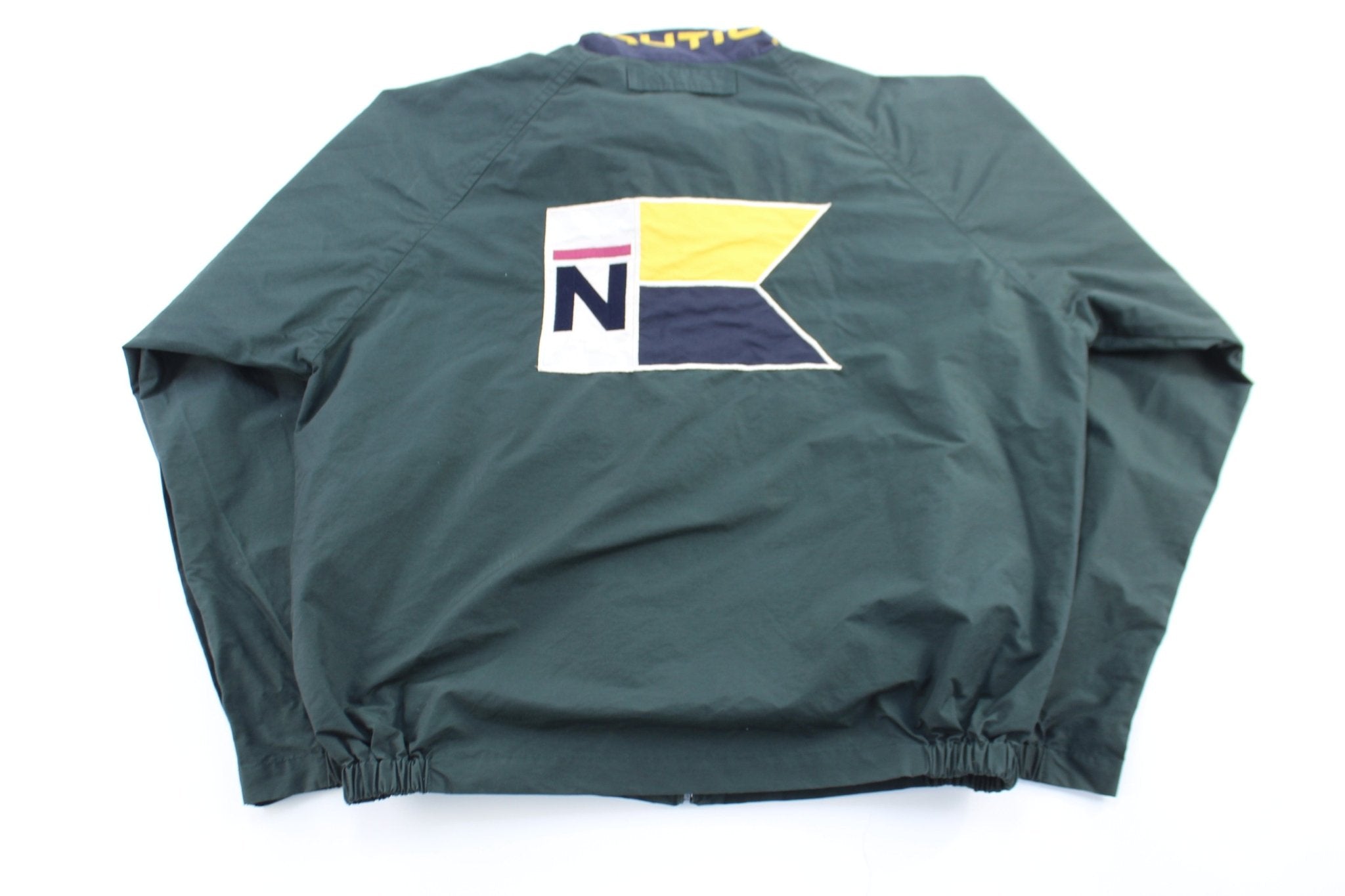 90's Nautica Embroidered Logo Green Zip Up Jacket - ThriftedThreads.com