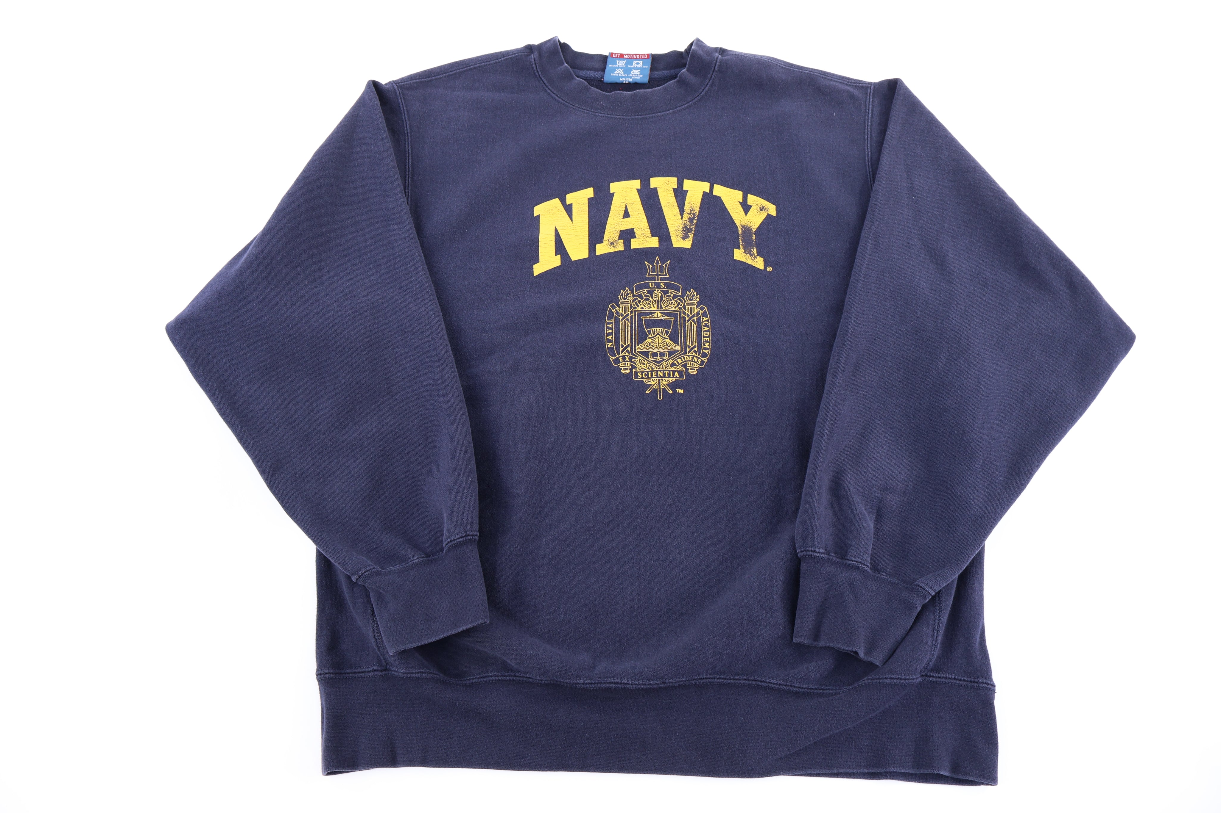 90's Navy Academy Sweatshirt - Sweatshirt - Thrifted Threads
