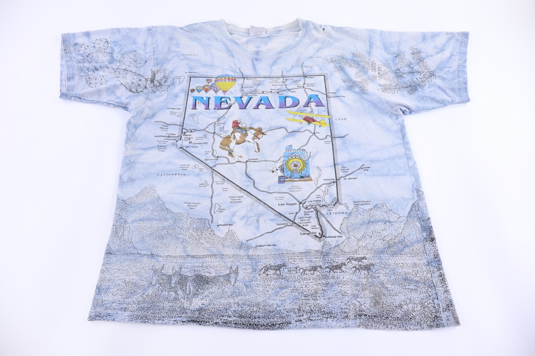 90's Nevada Map All Over Graphic T-shirt - Shirts & Tops - Thrifted Threads