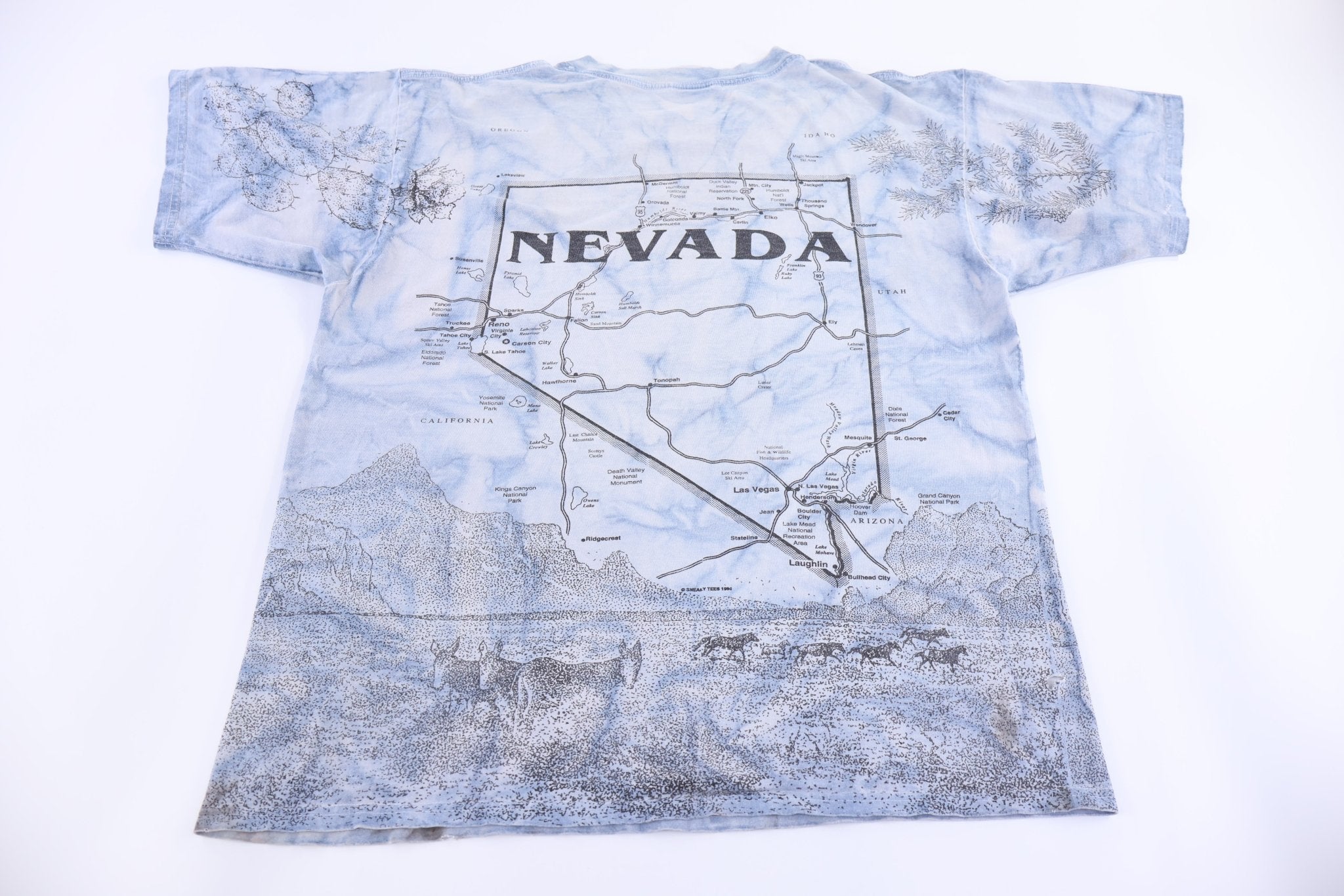 90's Nevada Map All Over Graphic T-shirt - Shirts & Tops - Thrifted Threads