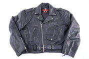 90's New Age Black Leather Jacket - Jacket - Thrifted Threads