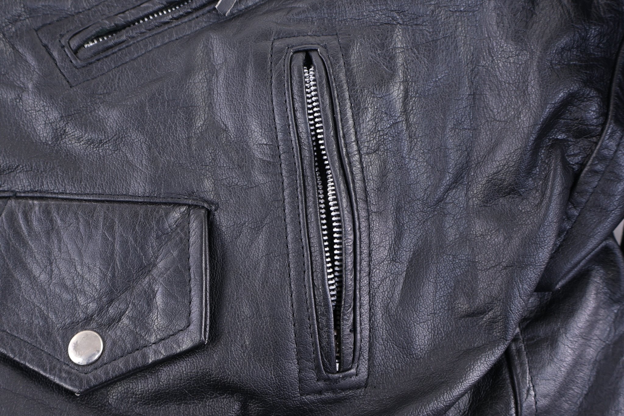 90's New Age Black Leather Jacket - Jacket - Thrifted Threads