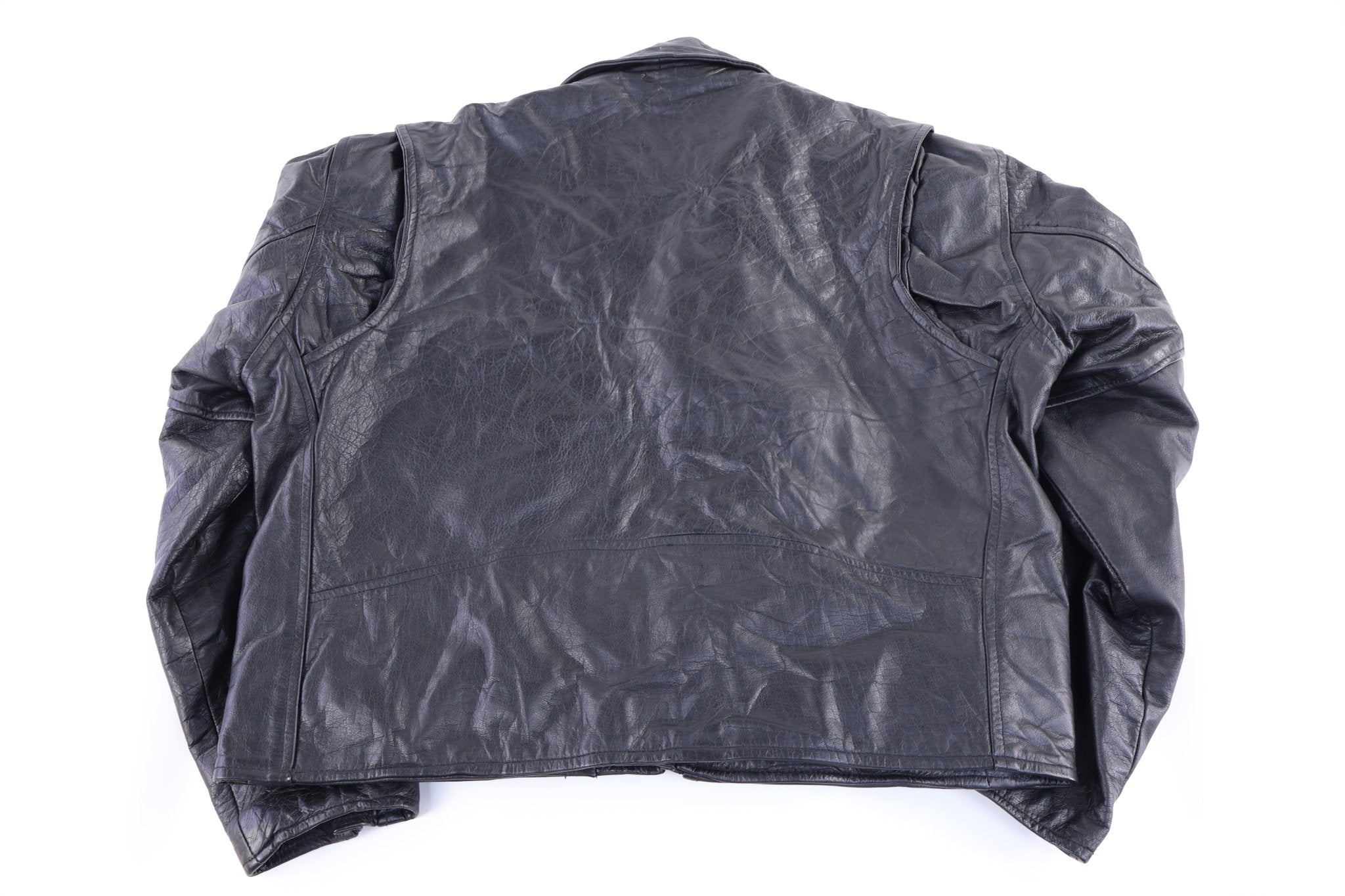 90's New Age Black Leather Jacket - Jacket - Thrifted Threads