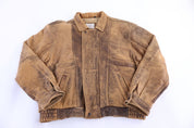 90's New Territories Leather Bomber Jacket - Jacket - Thrifted Threads