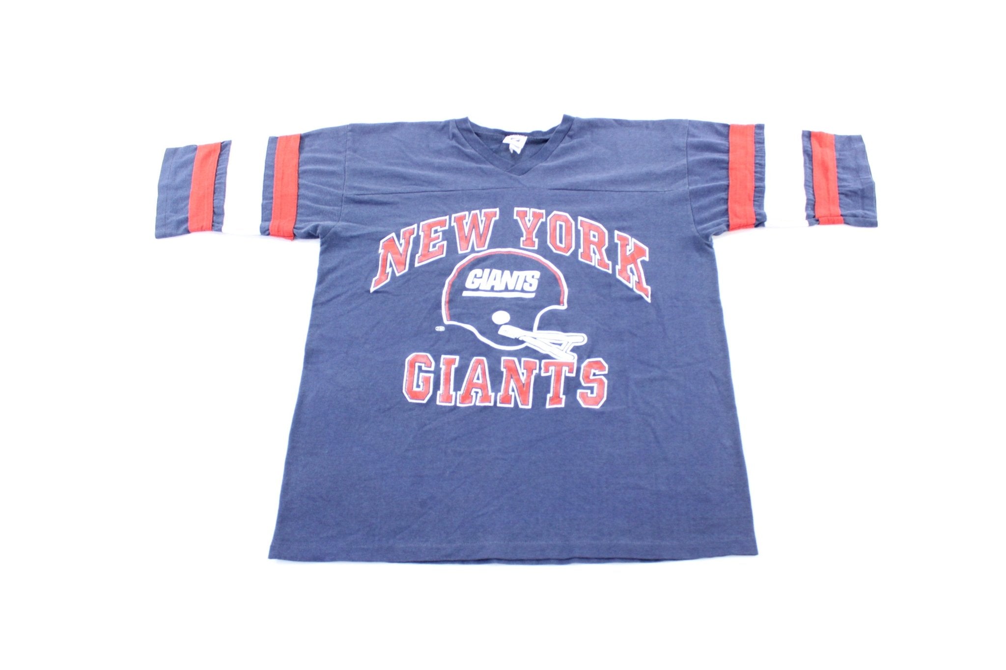 90's New York Giants Striped T-Shirt - ThriftedThreads.com