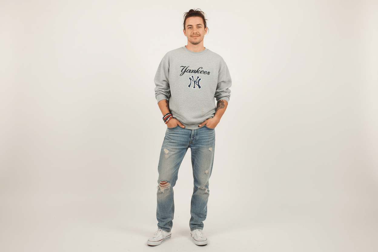 90's New York Yankees Baseball Embroidered Sweatshirt - ThriftedThreads.com