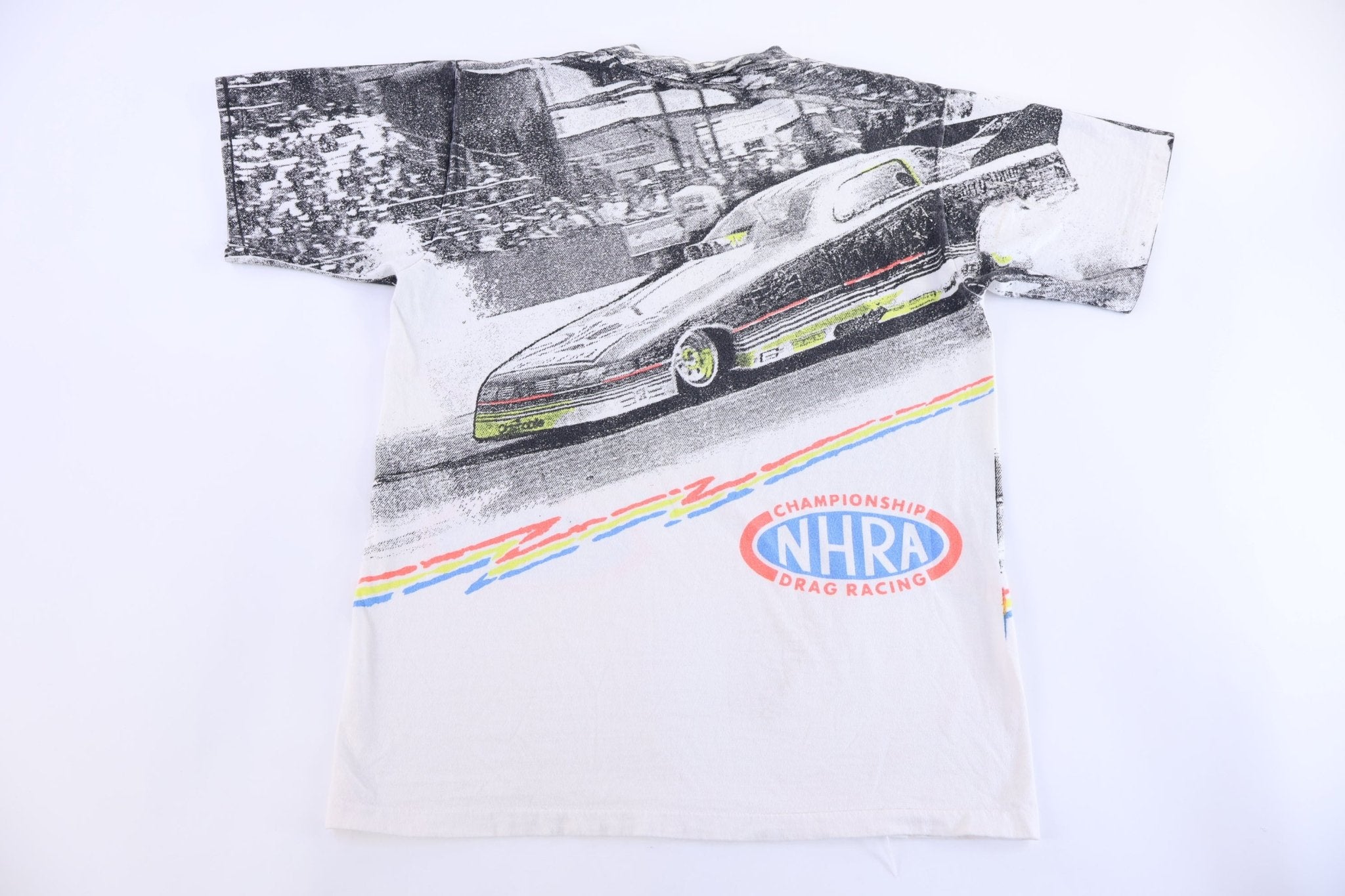 90's NHRA Drag Racing All Over Graphic T-shirt - Shirts & Tops - Thrifted Threads