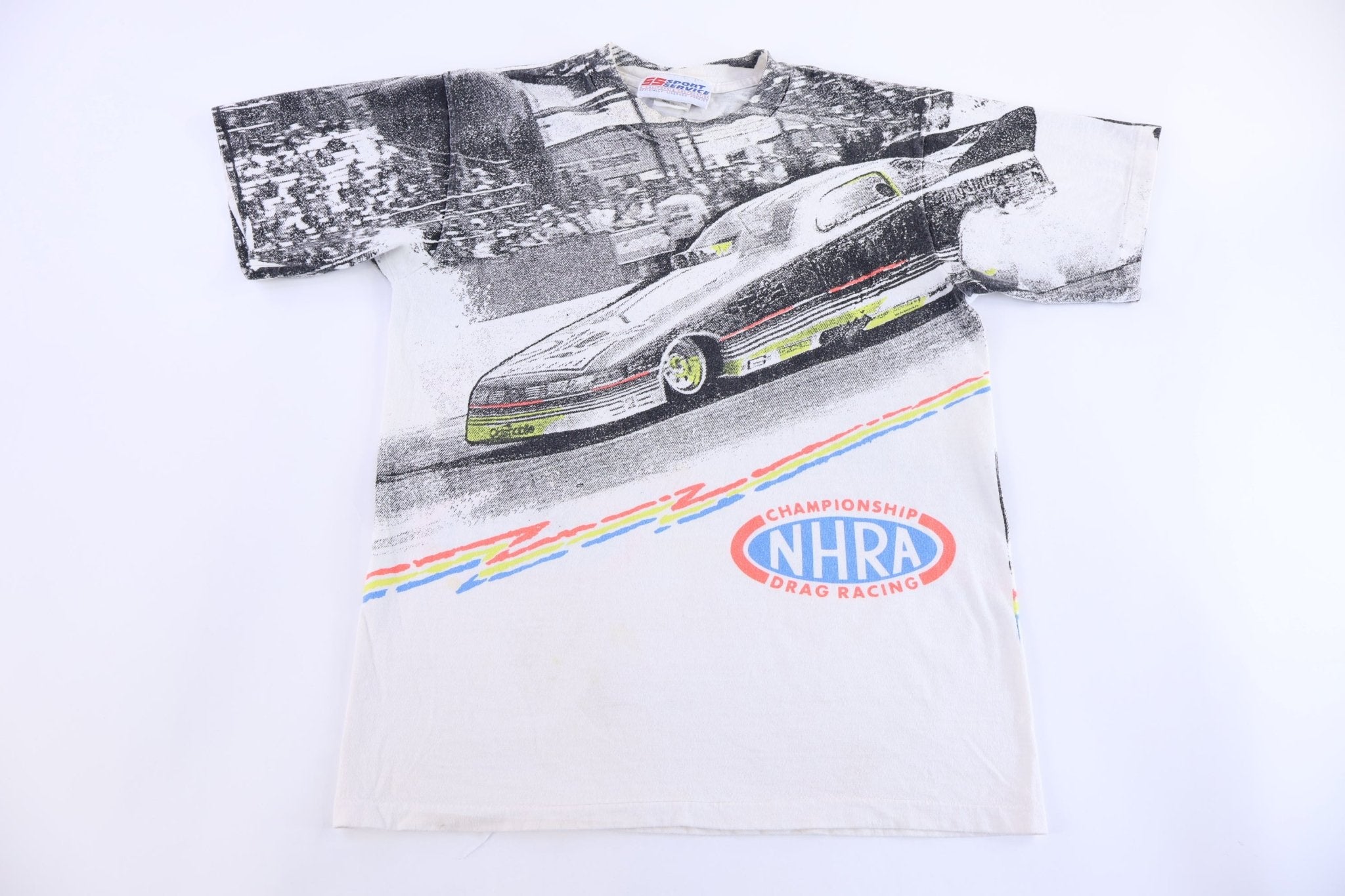 90's NHRA Drag Racing All Over Graphic T-shirt - Shirts & Tops - Thrifted Threads