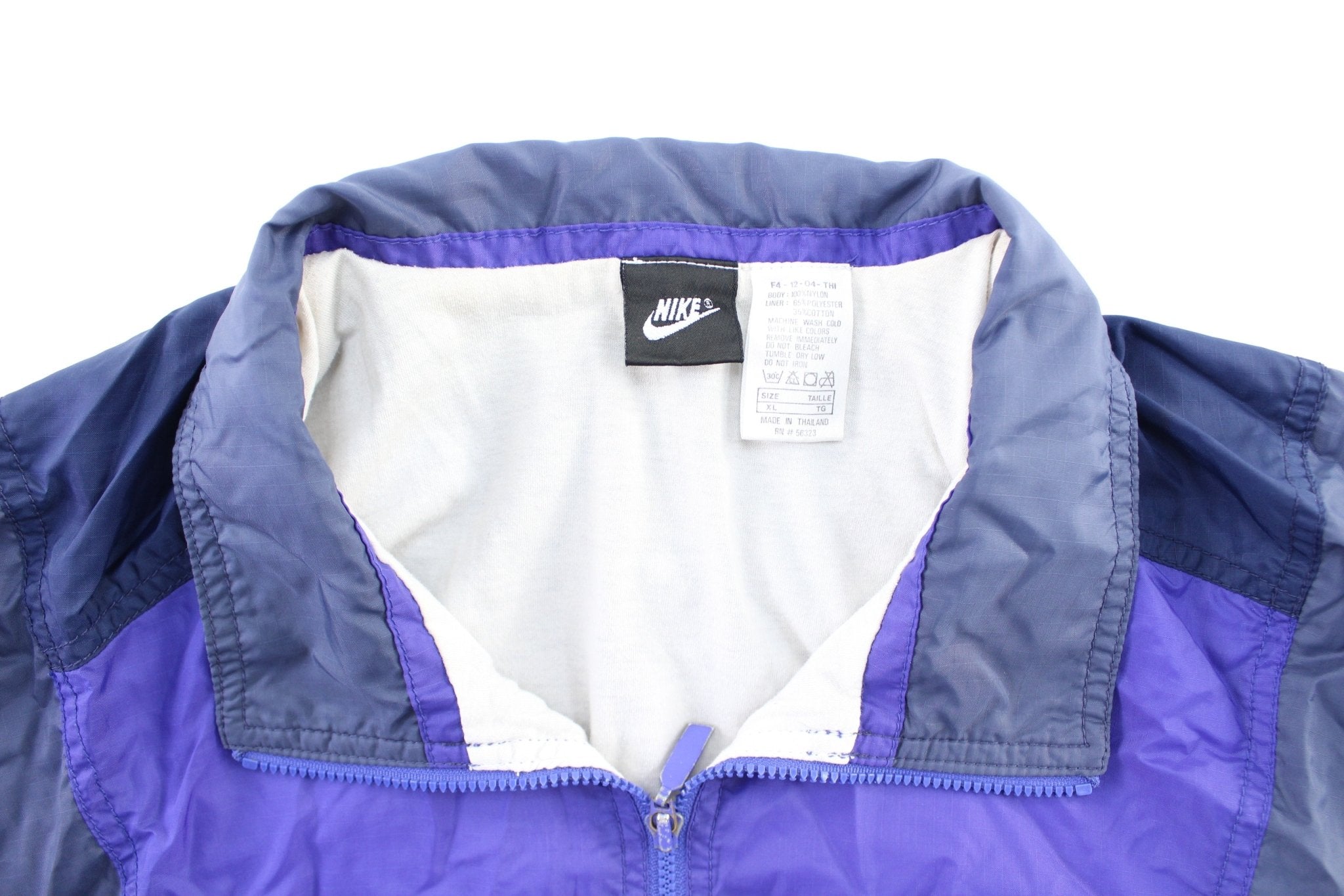 90's Nike Air Embroidered Logo Navy Blue, Violet, & Grey Zip Up Jacket - ThriftedThreads.com