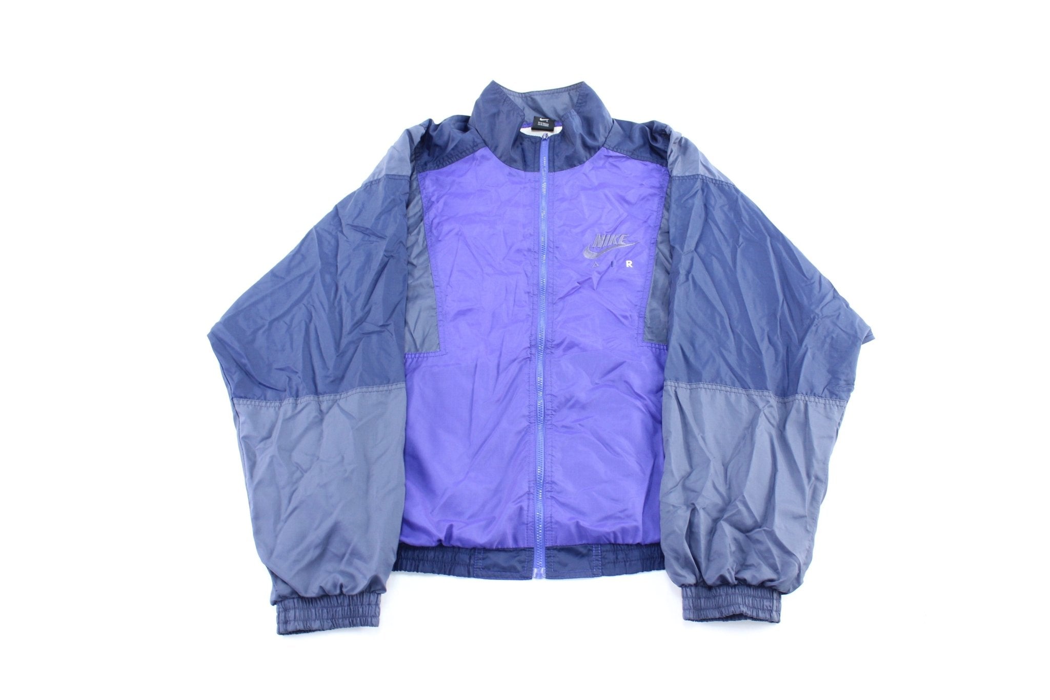 90's Nike Air Embroidered Logo Navy Blue, Violet, & Grey Zip Up Jacket - ThriftedThreads.com