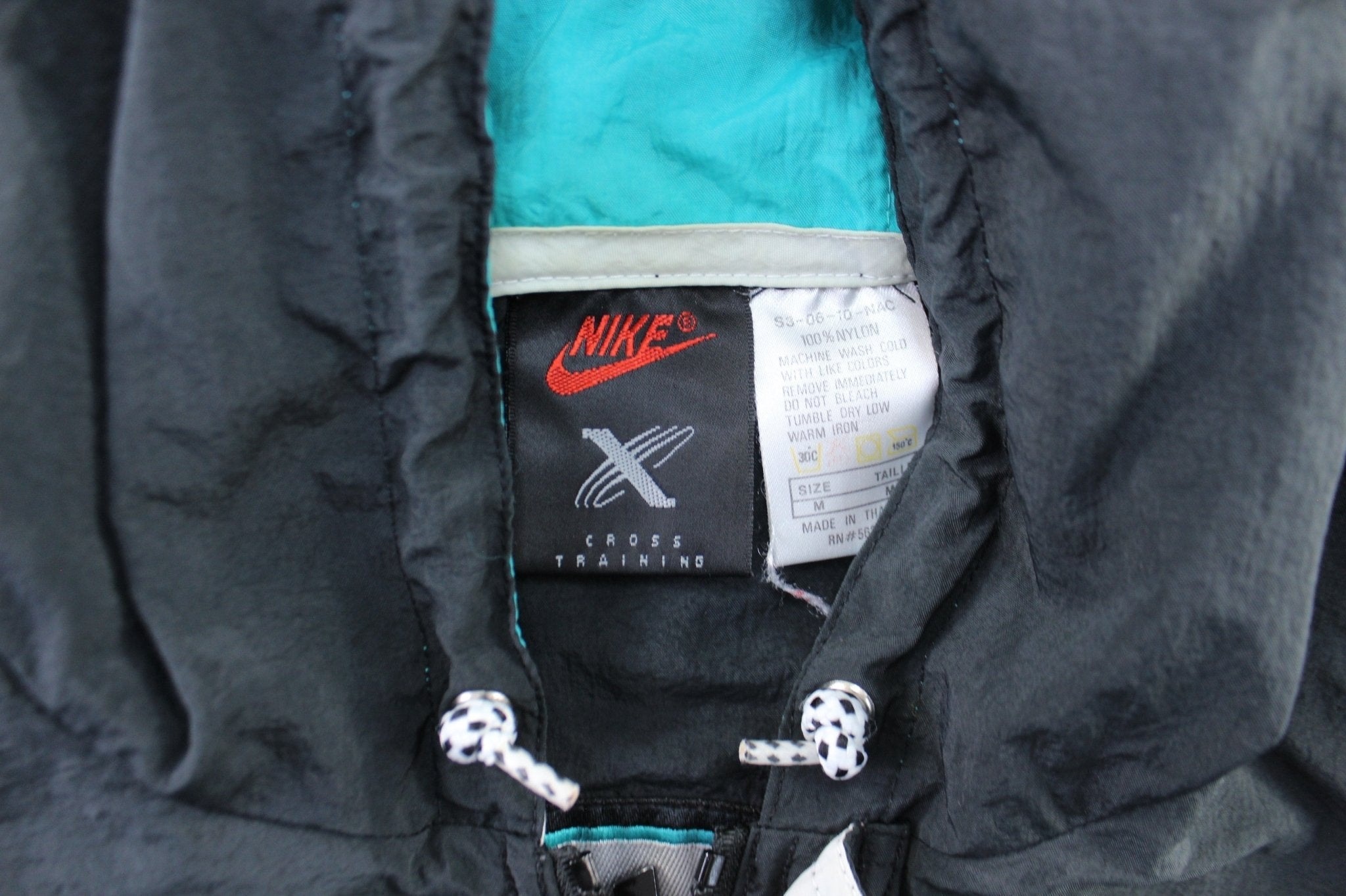 90's Nike Cross Training White, Black, & Turquoise Windbreaker Jacket - Jacket - Thrifted Threads
