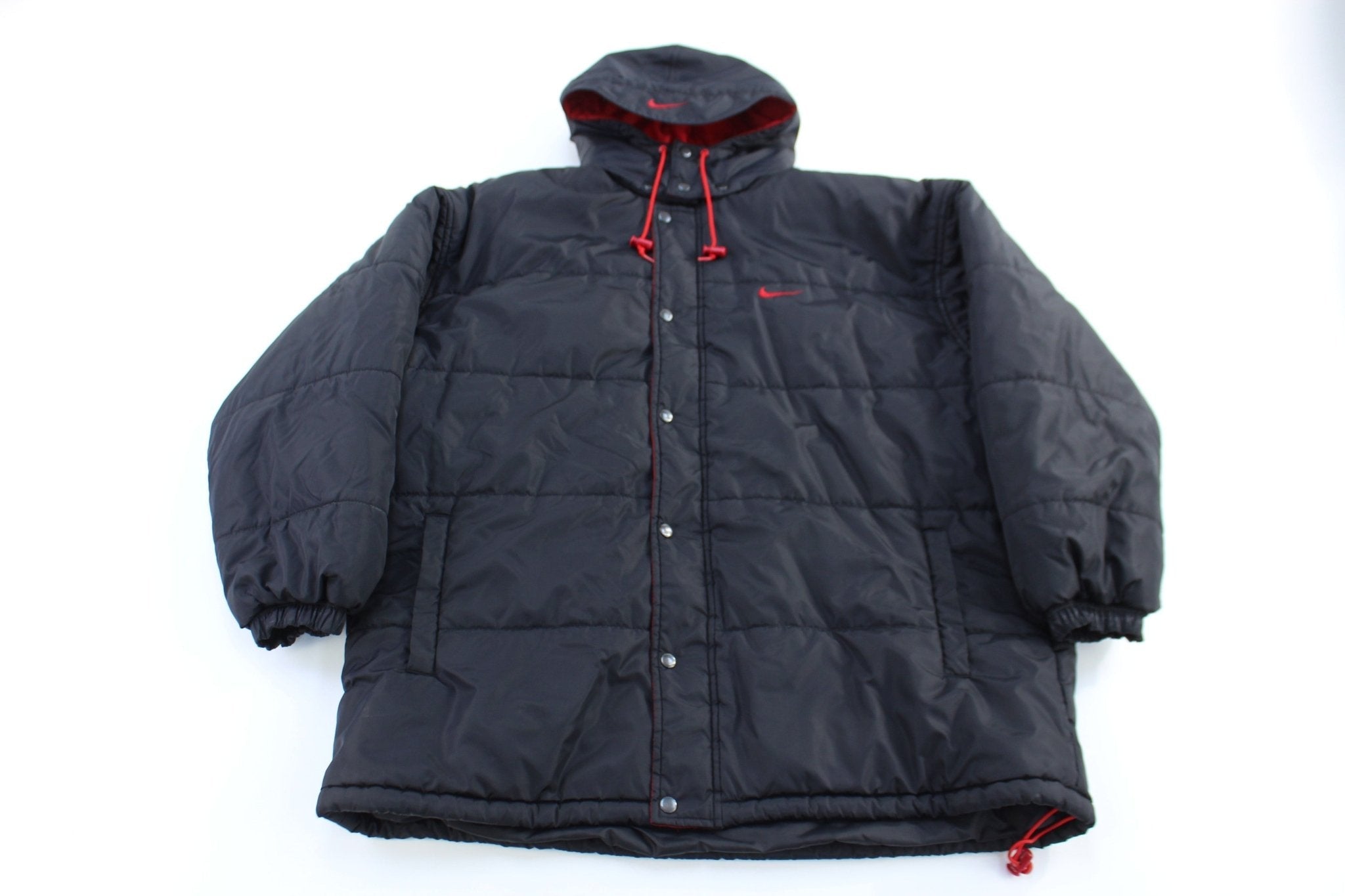90's Nike Embroidered Logo Black Full Zip Puffer Jacket - Jacket - Thrifted Threads