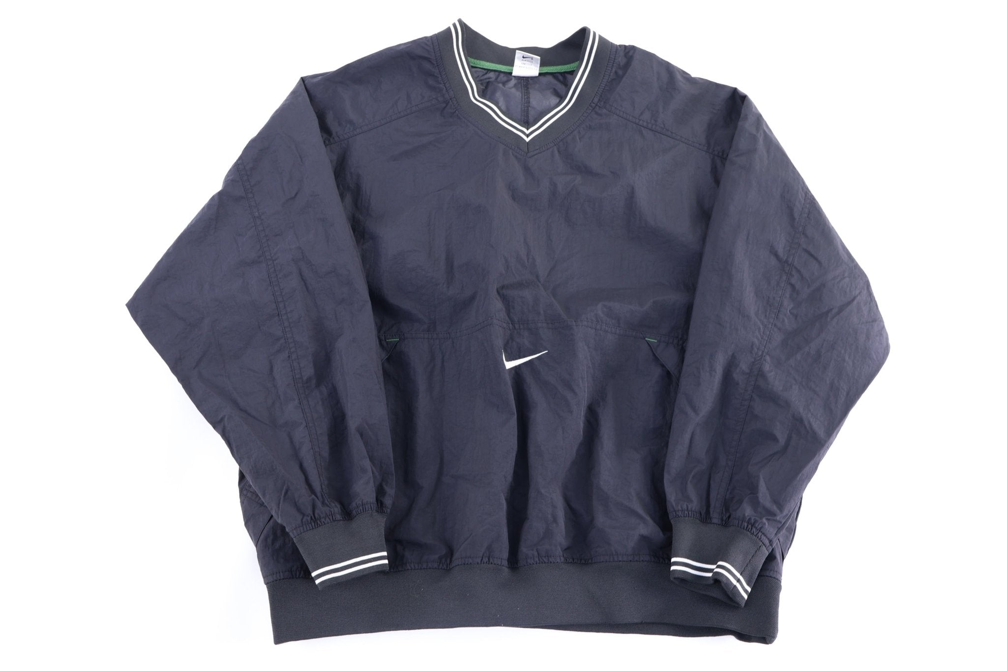 90's Nike Embroidered Logo Black Pullover Windbreaker - Jacket - Thrifted Threads