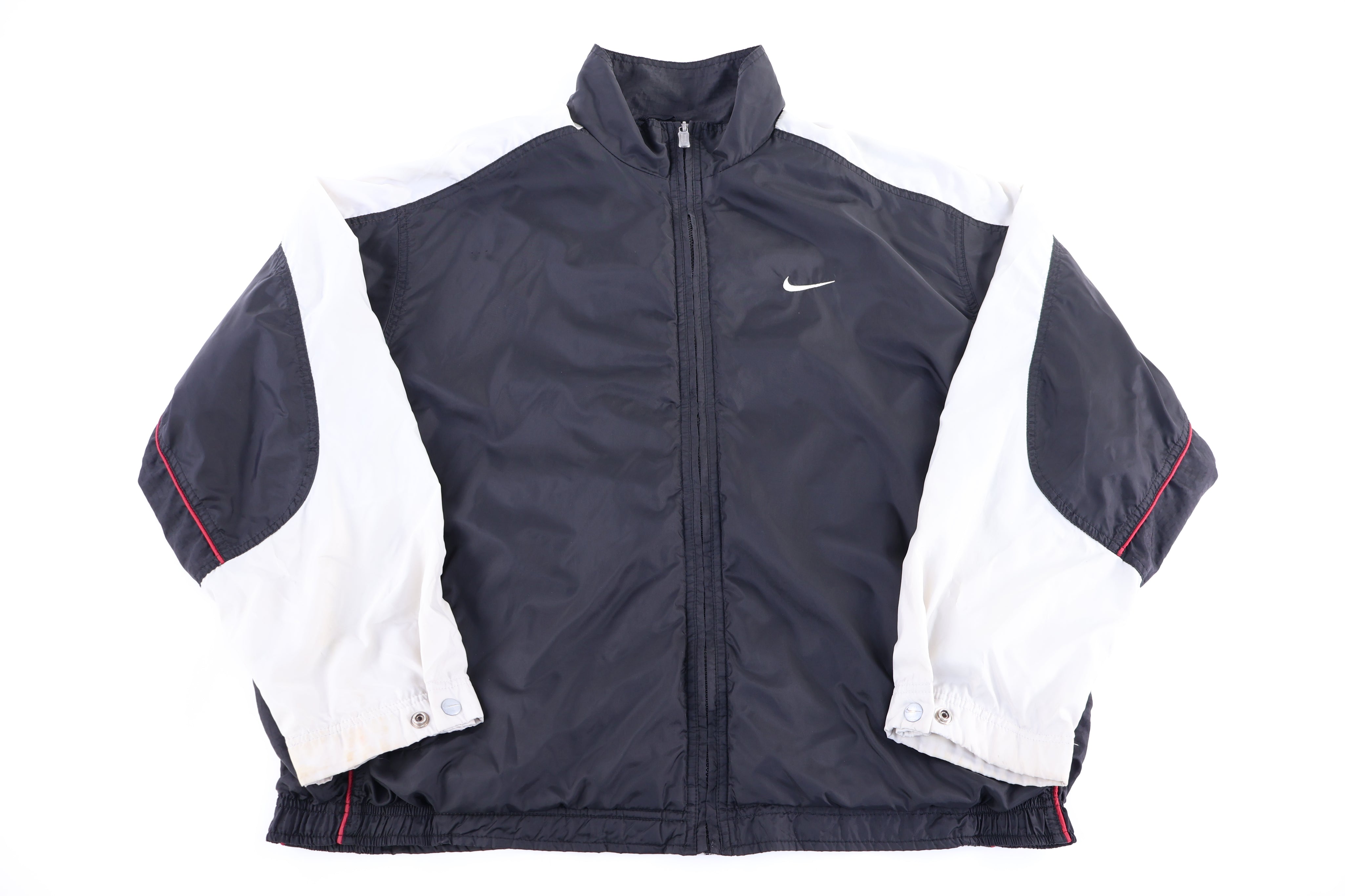 90's Nike Embroidered Logo Black & White Full Zip Jacket - Jacket - Thrifted Threads