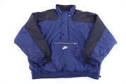 90's Nike Embroidered Logo Blue & Black Half Zip Jacket - Jacket - Thrifted Threads