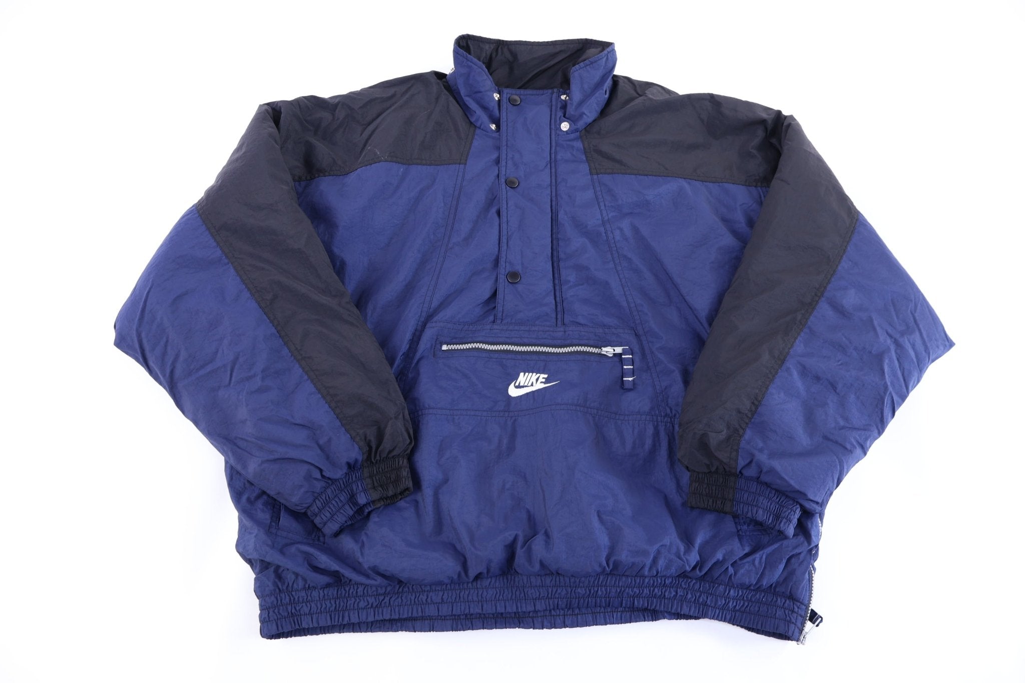 90's Nike Embroidered Logo Blue & Black Half Zip Jacket - Jacket - Thrifted Threads