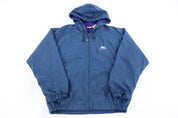 90's Nike Embroidered Logo Blue Full Zip Jacket - Jacket - Thrifted Threads