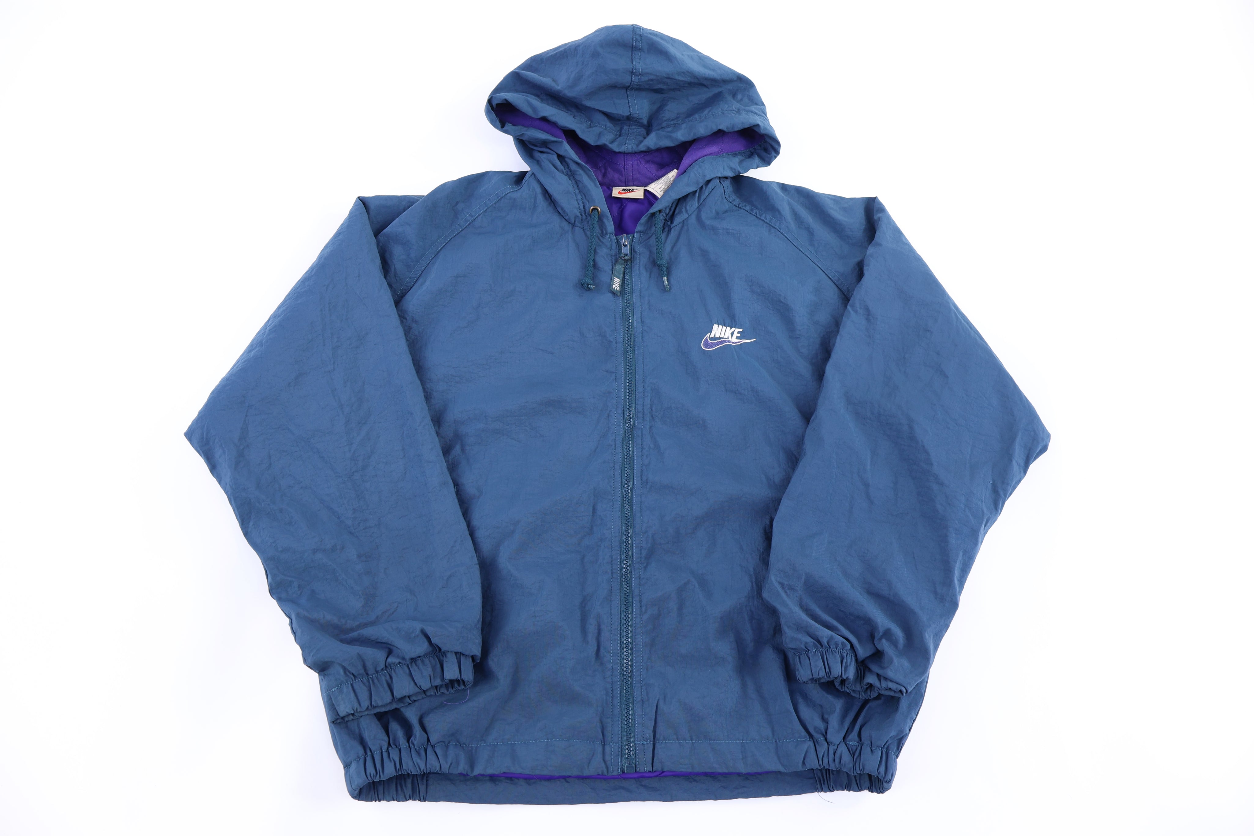 90's Nike Embroidered Logo Blue Full Zip Jacket - Jacket - Thrifted Threads