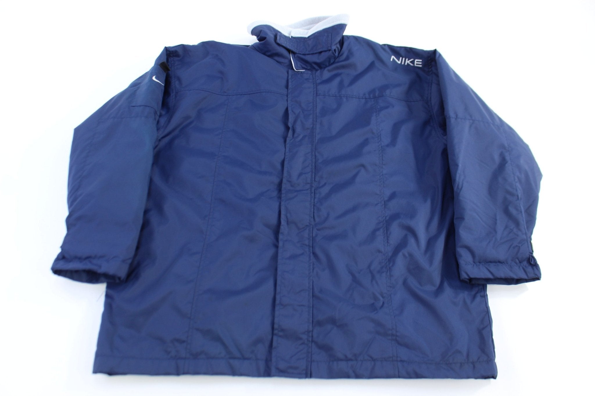90's Nike Embroidered Logo Blue Full Zip Parka Jacket - Jacket - Thrifted Threads