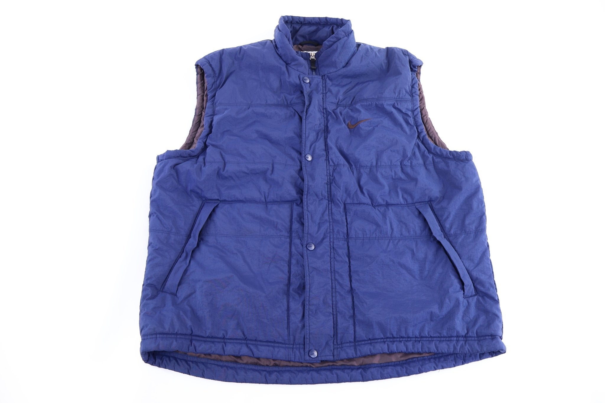 90's Nike Embroidered Logo Blue Full Zip Vest - Vest - Thrifted Threads