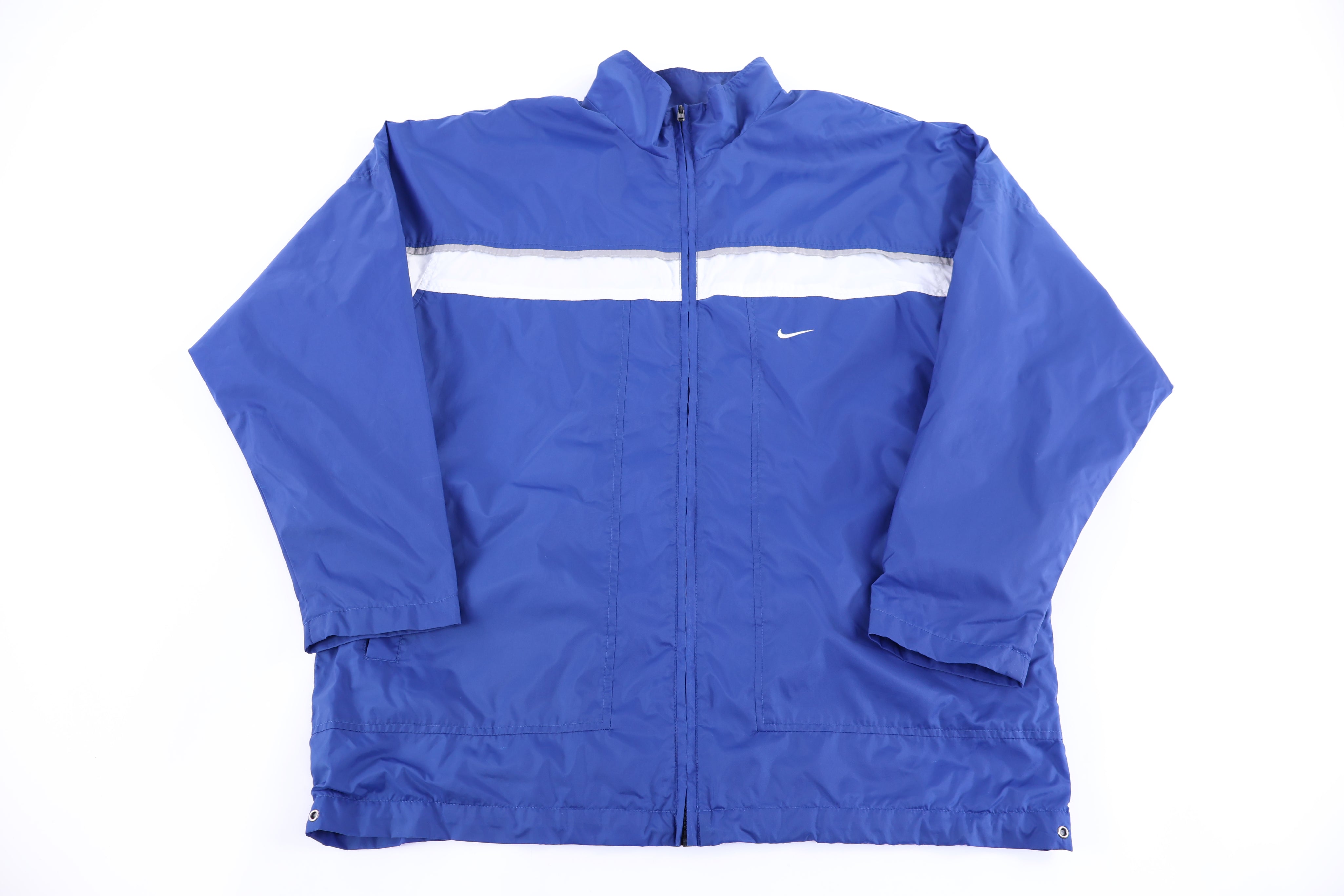 90's Nike Embroidered Logo Blue & White Full Zip Jacket - Jacket - Thrifted Threads