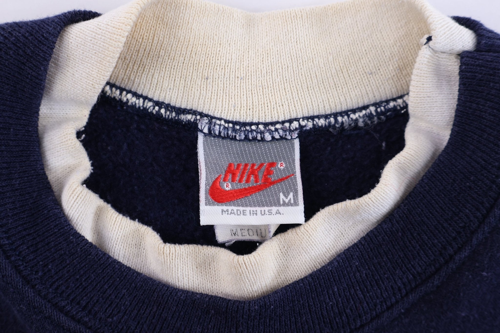 90's Nike Embroidered Logo Blue & White Sweatshirt - Sweatshirt - Thrifted Threads