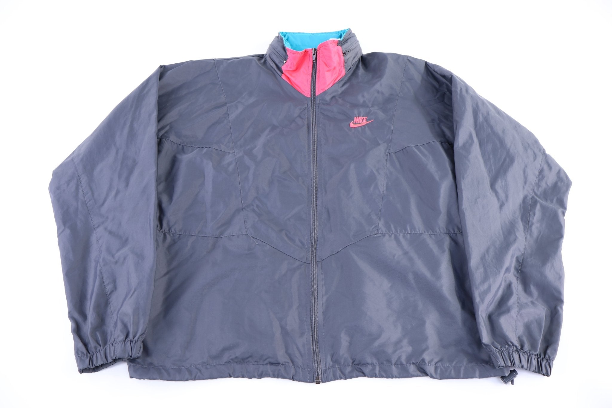 90's Nike Embroidered Logo Grey Full Zip Jacket - Jacket - Thrifted Threads