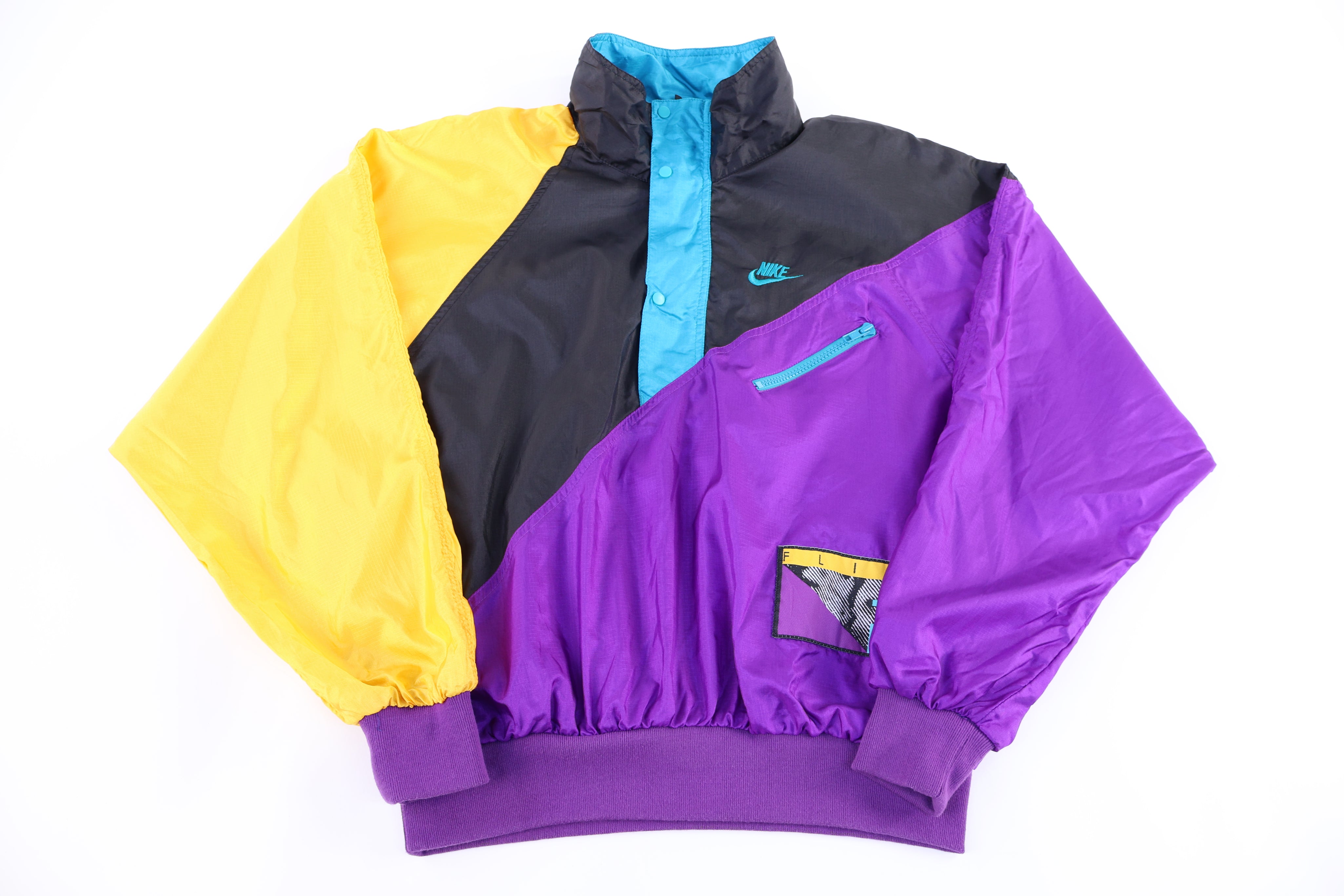 90's Nike Embroidered Logo Multicolor Full Zip Jacket - Jacket - Thrifted Threads