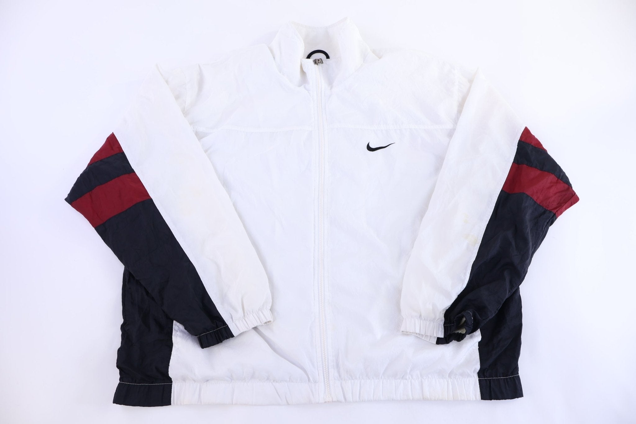 90's Nike Embroidered Logo Multicolor Full Zip Windbreaker - Jacket - Thrifted Threads