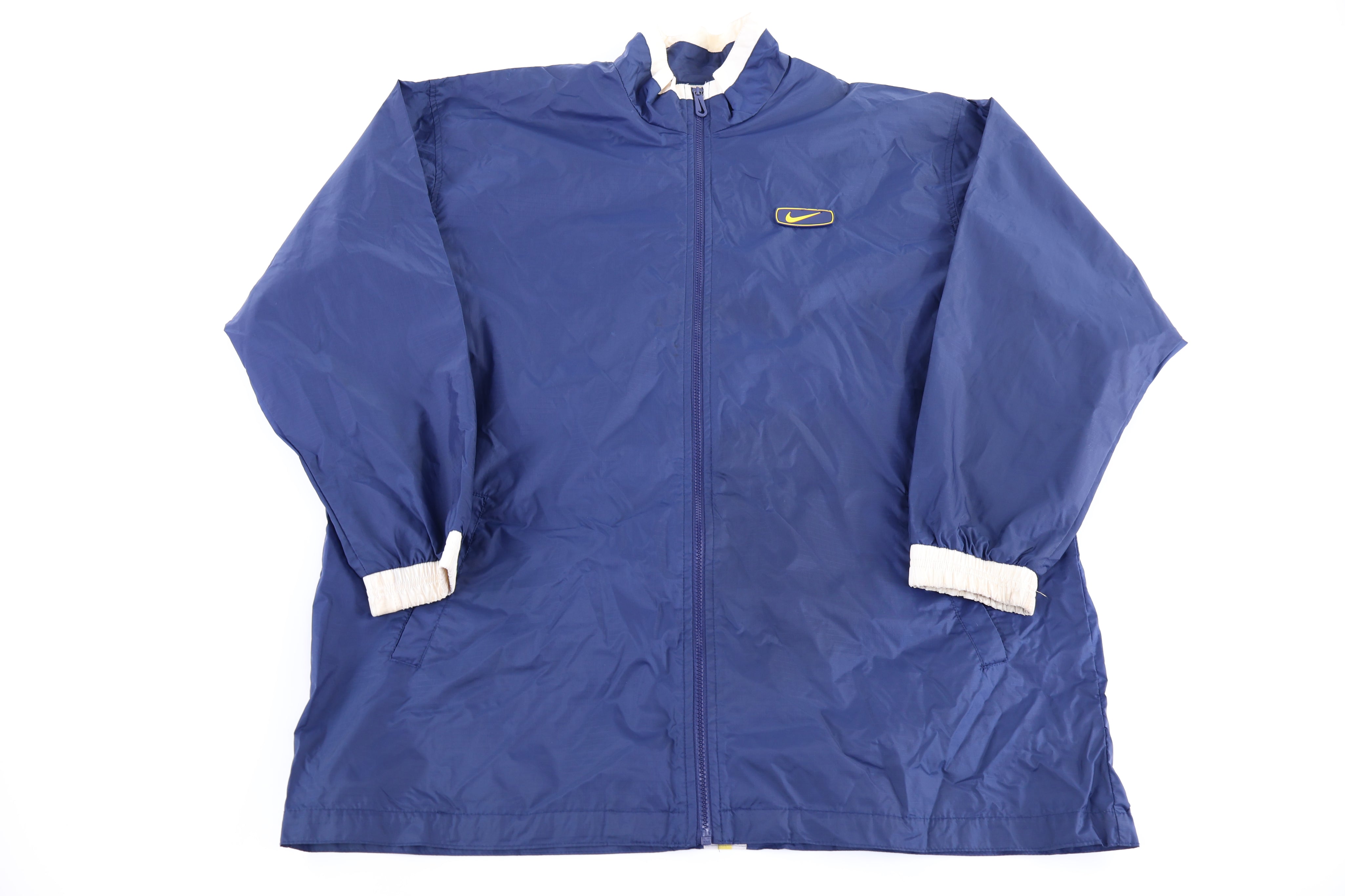 90's Nike Embroidered Logo Navy Full Zip Windbreaker - Jacket - Thrifted Threads