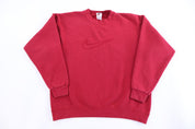 90's Nike Embroidered Logo Red Sweatshirt - Sweatshirt - Thrifted Threads