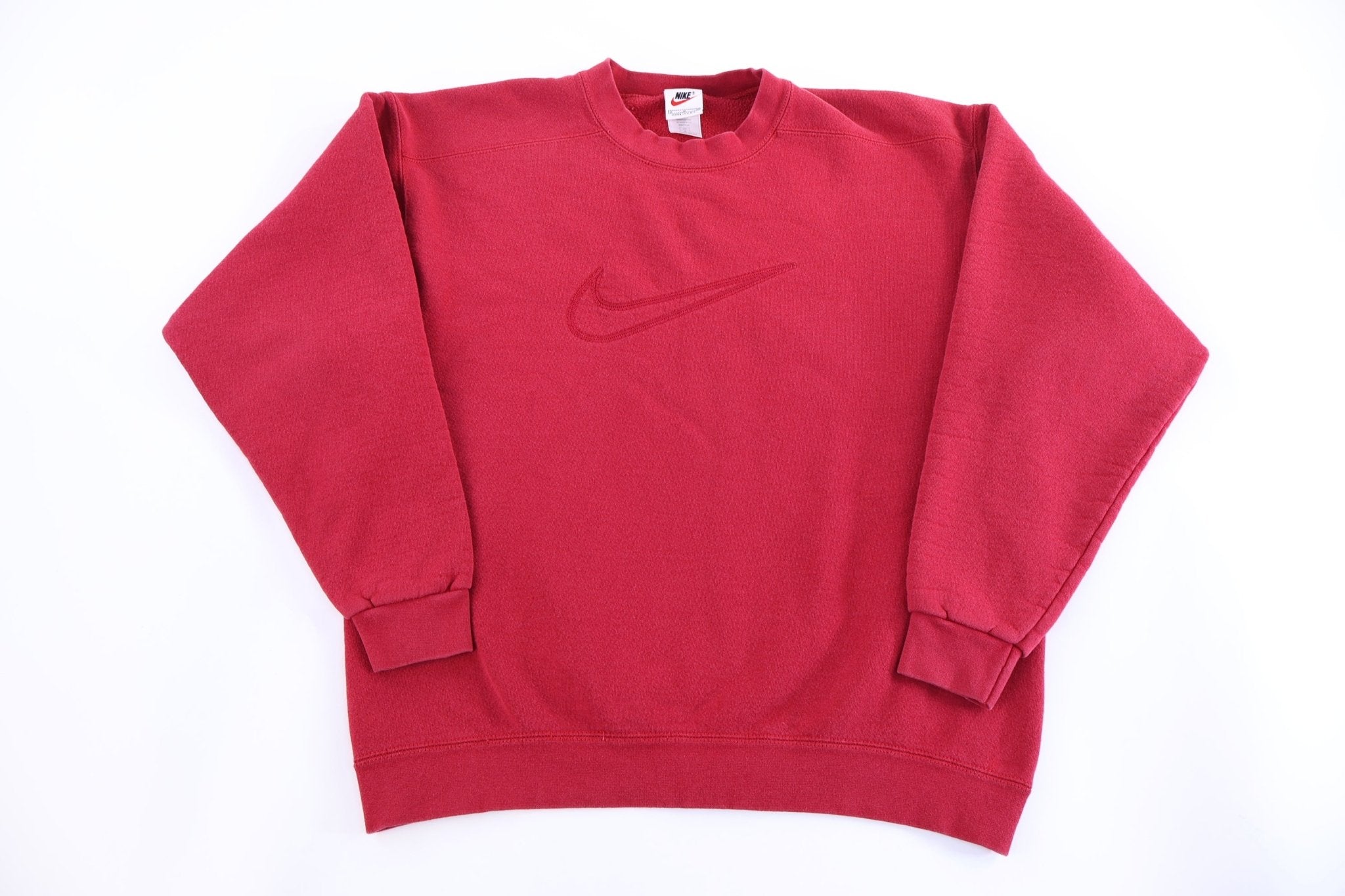 90's Nike Embroidered Logo Red Sweatshirt - Sweatshirt - Thrifted Threads
