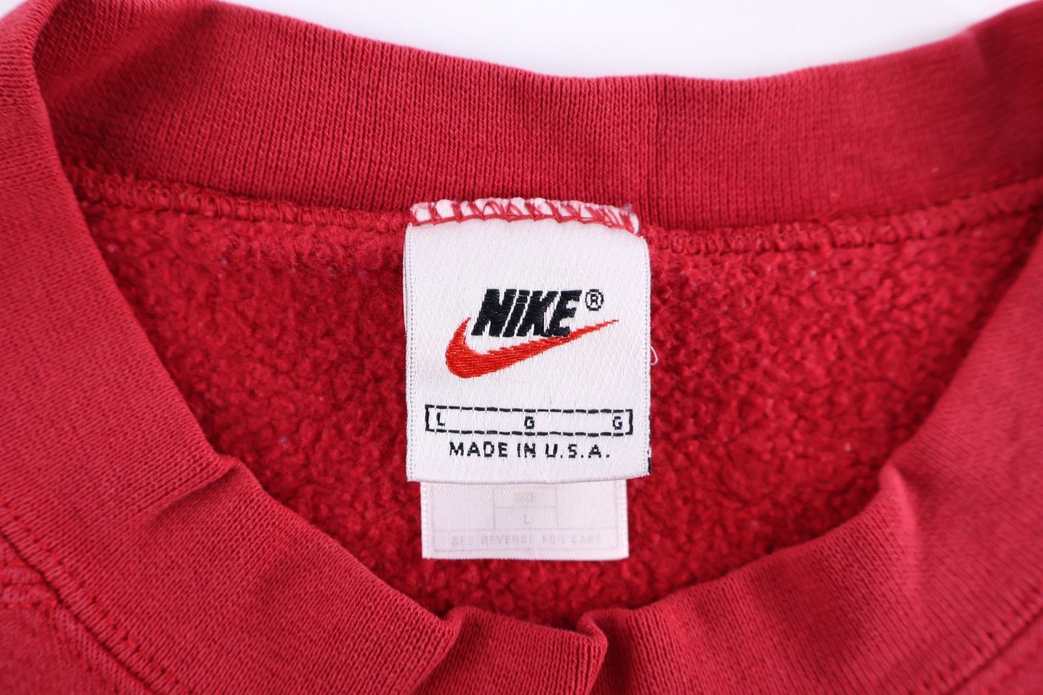 90's Nike Embroidered Logo Red Sweatshirt - Sweatshirt - Thrifted Threads