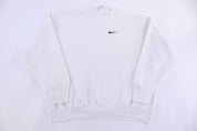 90's Nike Embroidered Logo White Blank Sweatshirt - Sweatshirt - Thrifted Threads