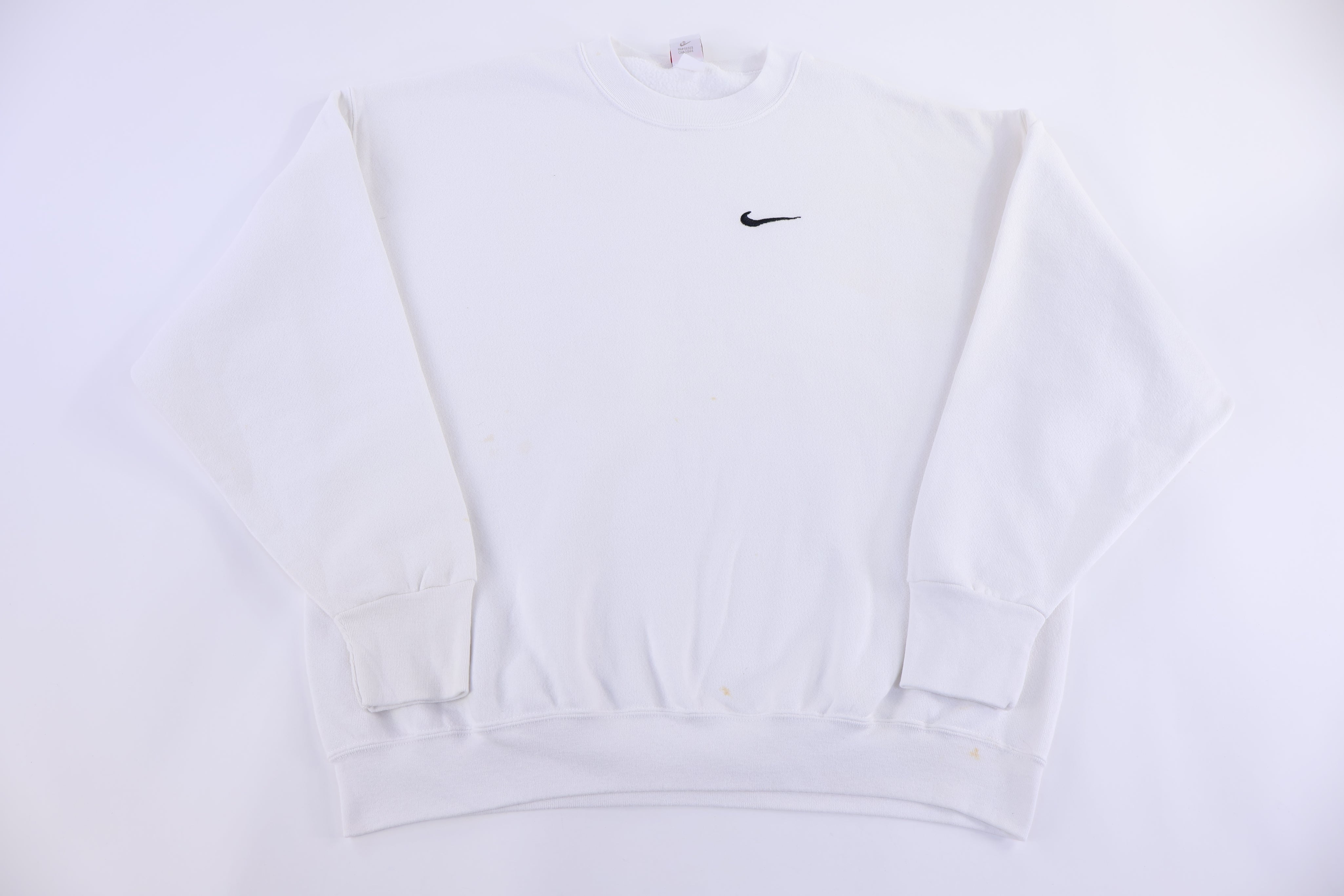 90's Nike Embroidered Logo White Blank Sweatshirt - Sweatshirt - Thrifted Threads