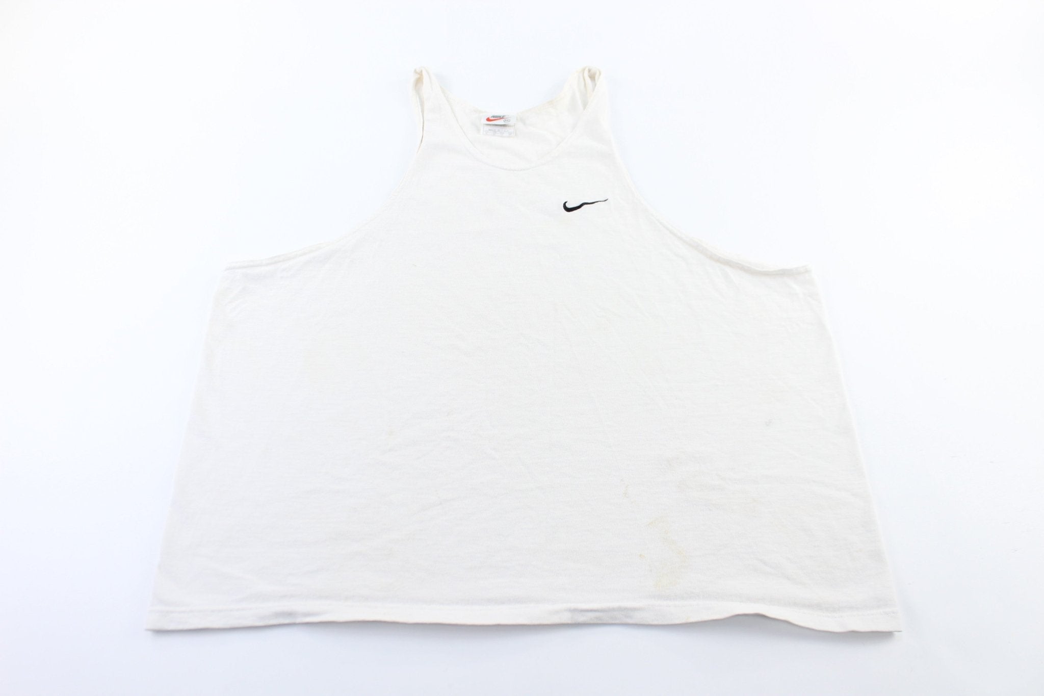 90's Nike Embroidered Logo White Tank Top - ThriftedThreads.com