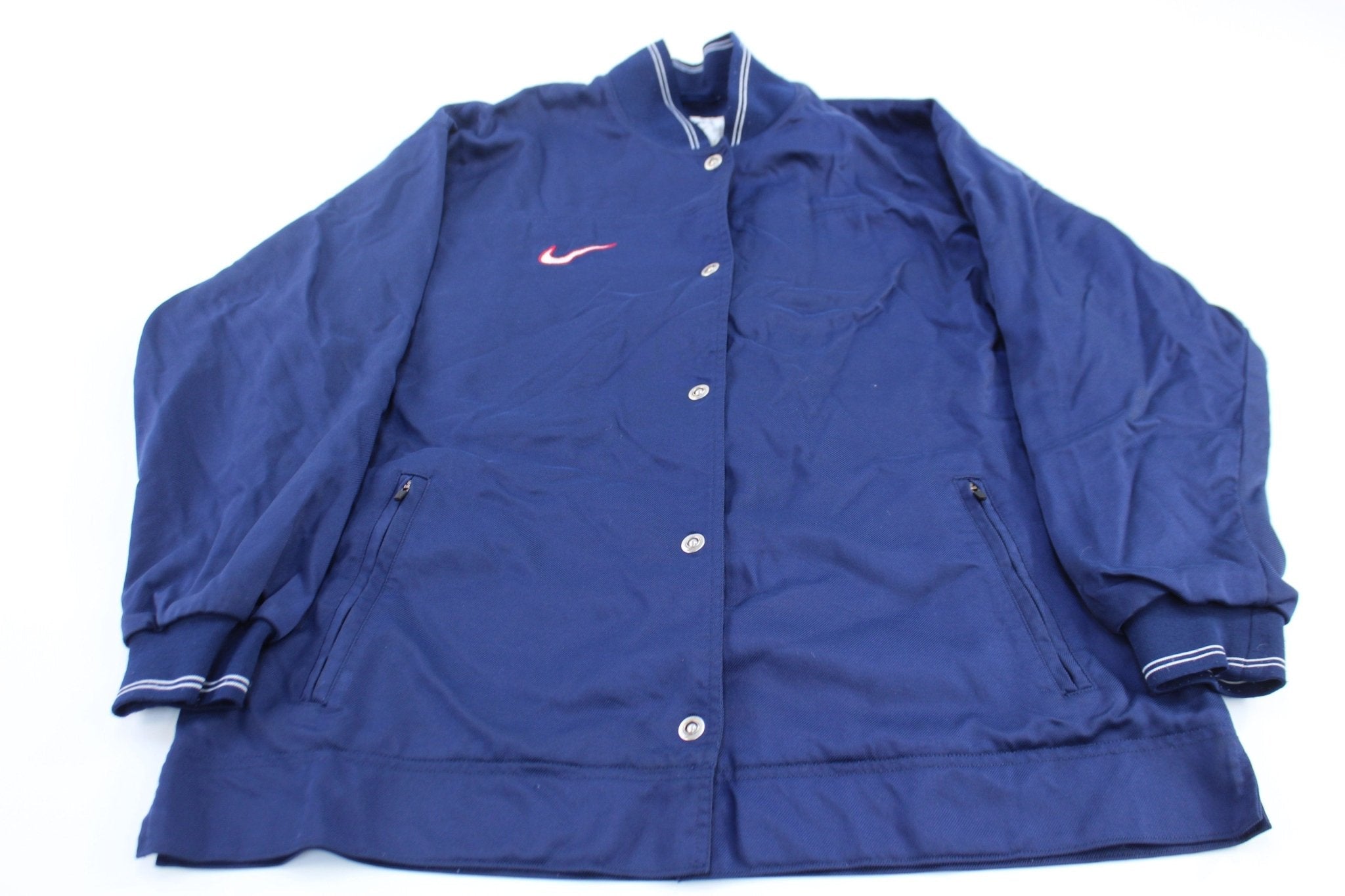 90's Nike Embroidered Swoosh Logo Blue Jacket - Jackets - Thrifted Threads