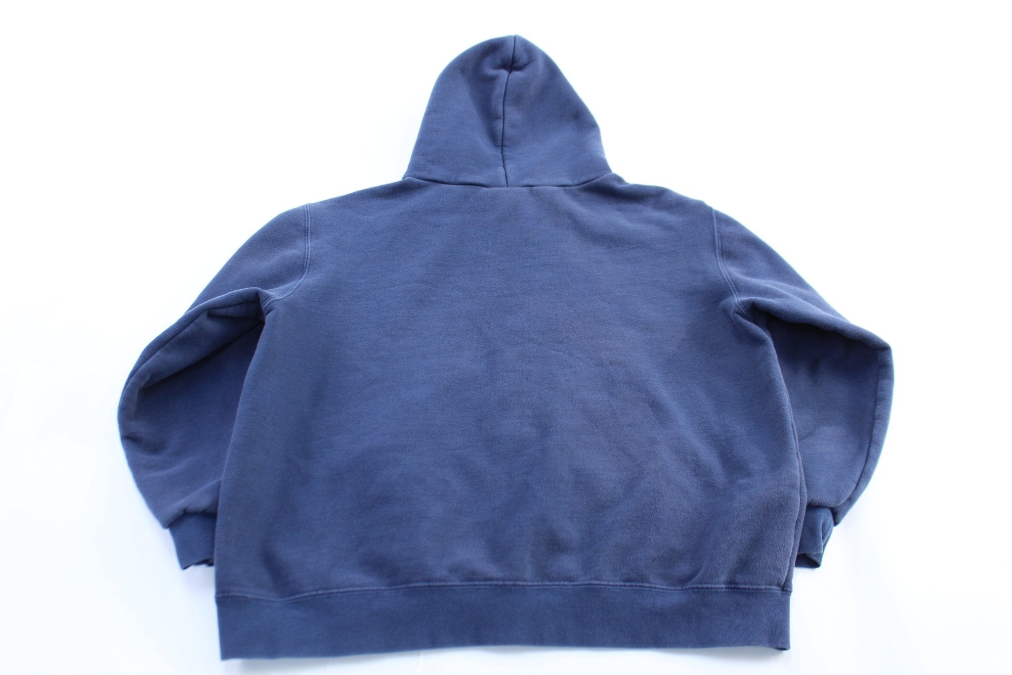 90's Nike Embroidered Swoosh Logo Blue Pullover Hoodie - ThriftedThreads.com