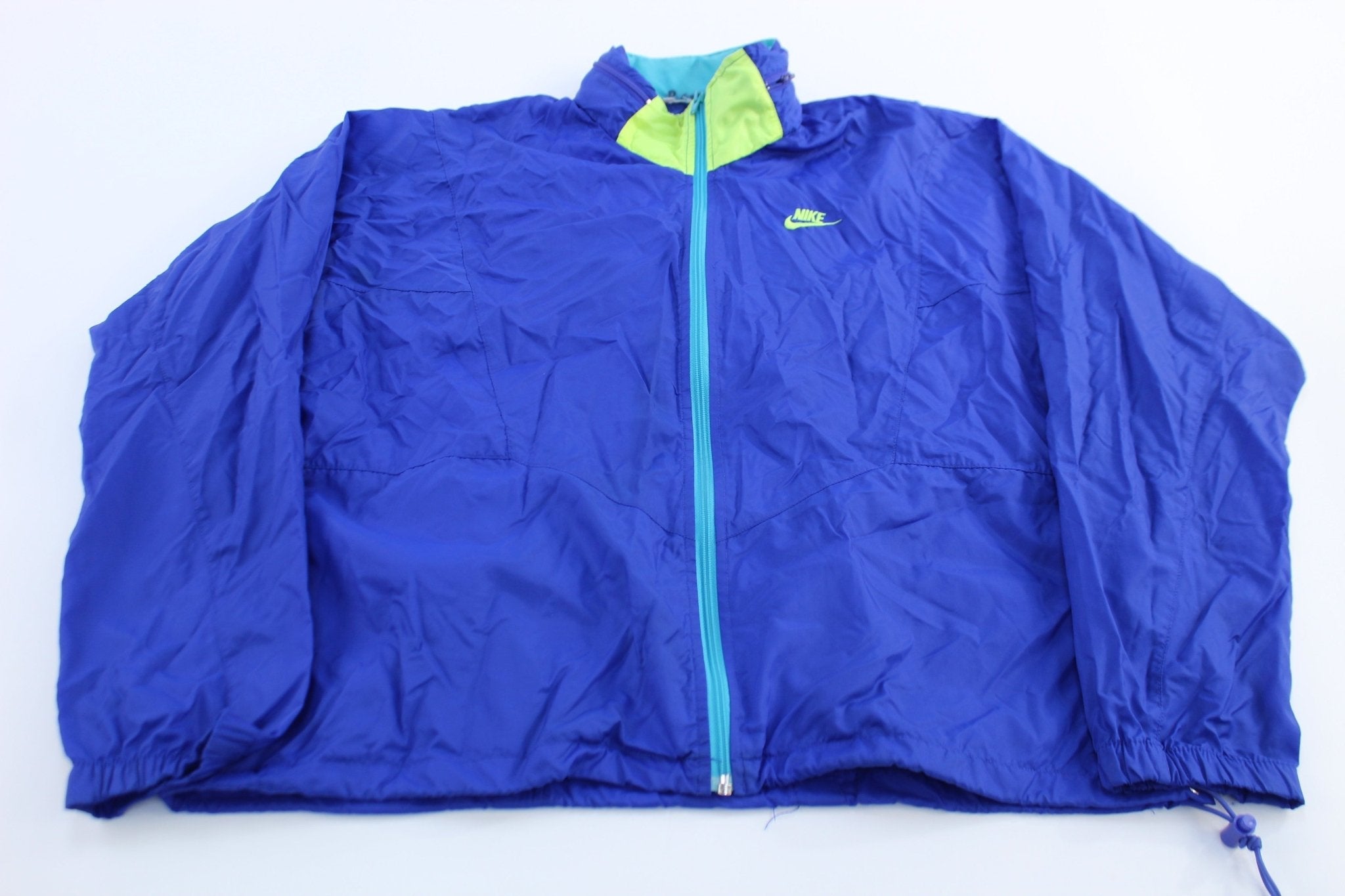 90's Nike Embroidered Swoosh Logo Blue Zip Up Jacket - Jackets - Thrifted Threads