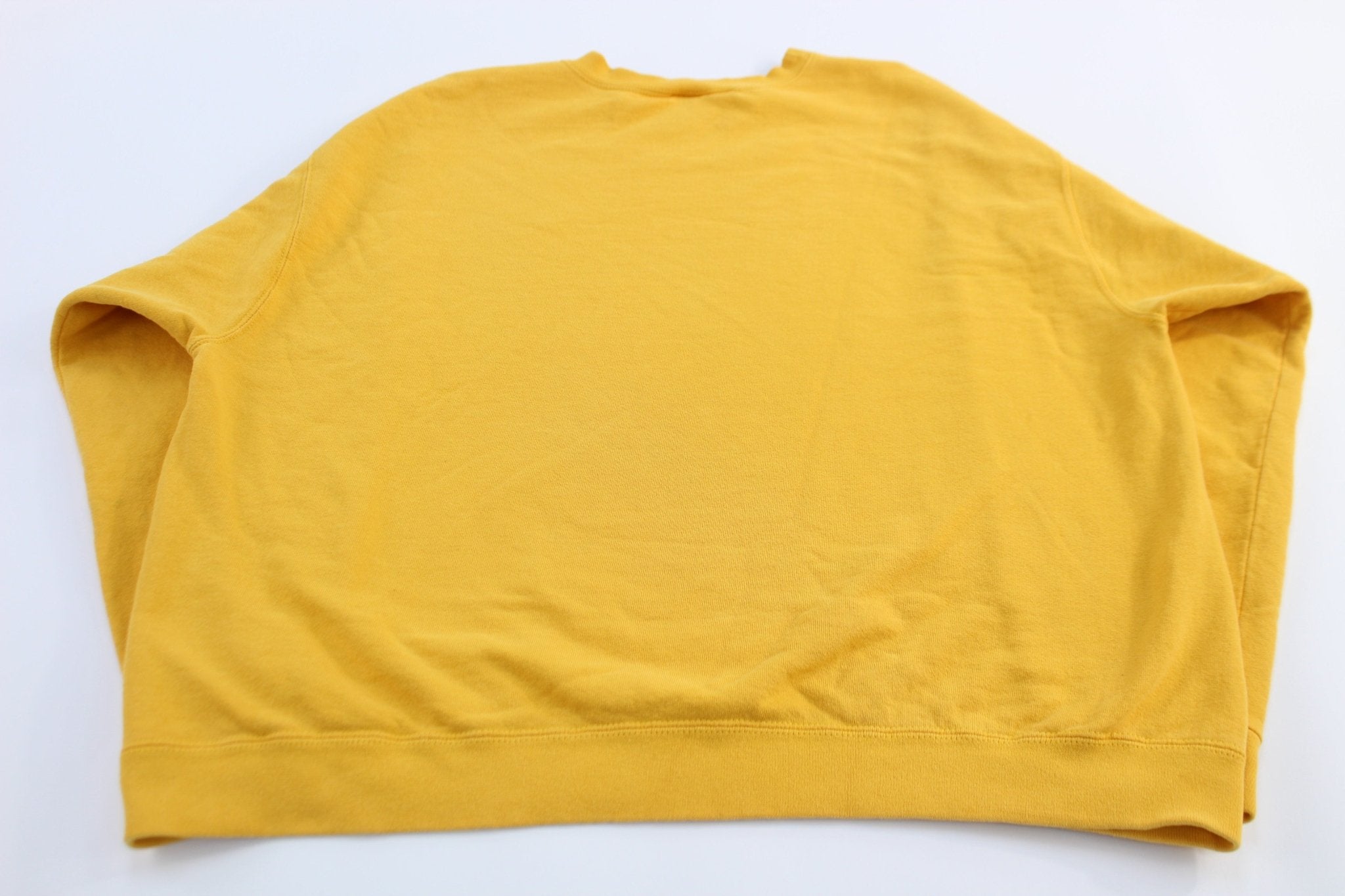 90's Nike Embroidered Swoosh Logo Yellow Sweatshirt - ThriftedThreads.com