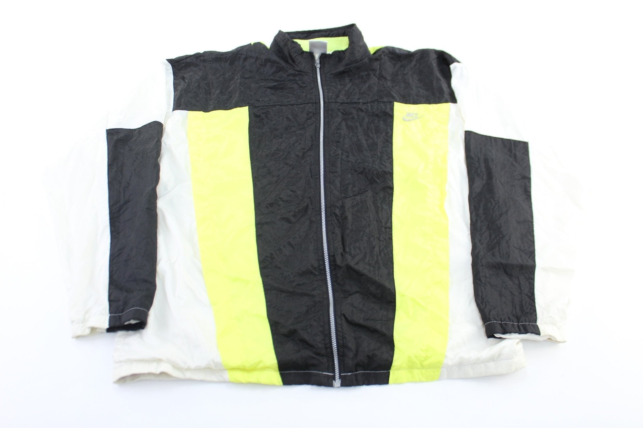 90's Nike International Embroidered Black, White, & Neon Zip Up Jacket - Jackets - Thrifted Threads