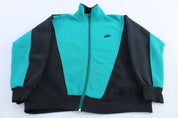 90's Nike Logo Embroidered Black & Green Full Zip Jacket - Jacket - Thrifted Threads