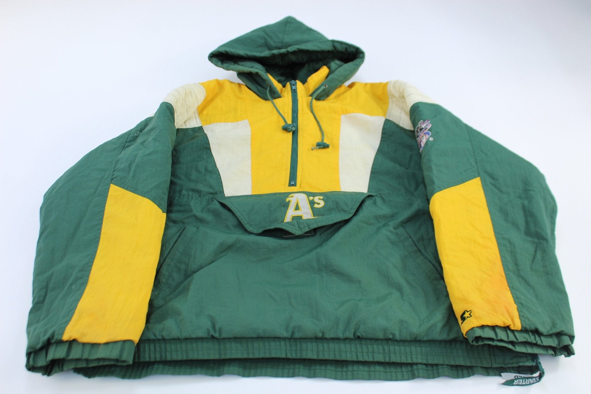 90's Oakland Athletics Elephant Logo Baseball Starter Pullover Jacket - ThriftedThreads.com