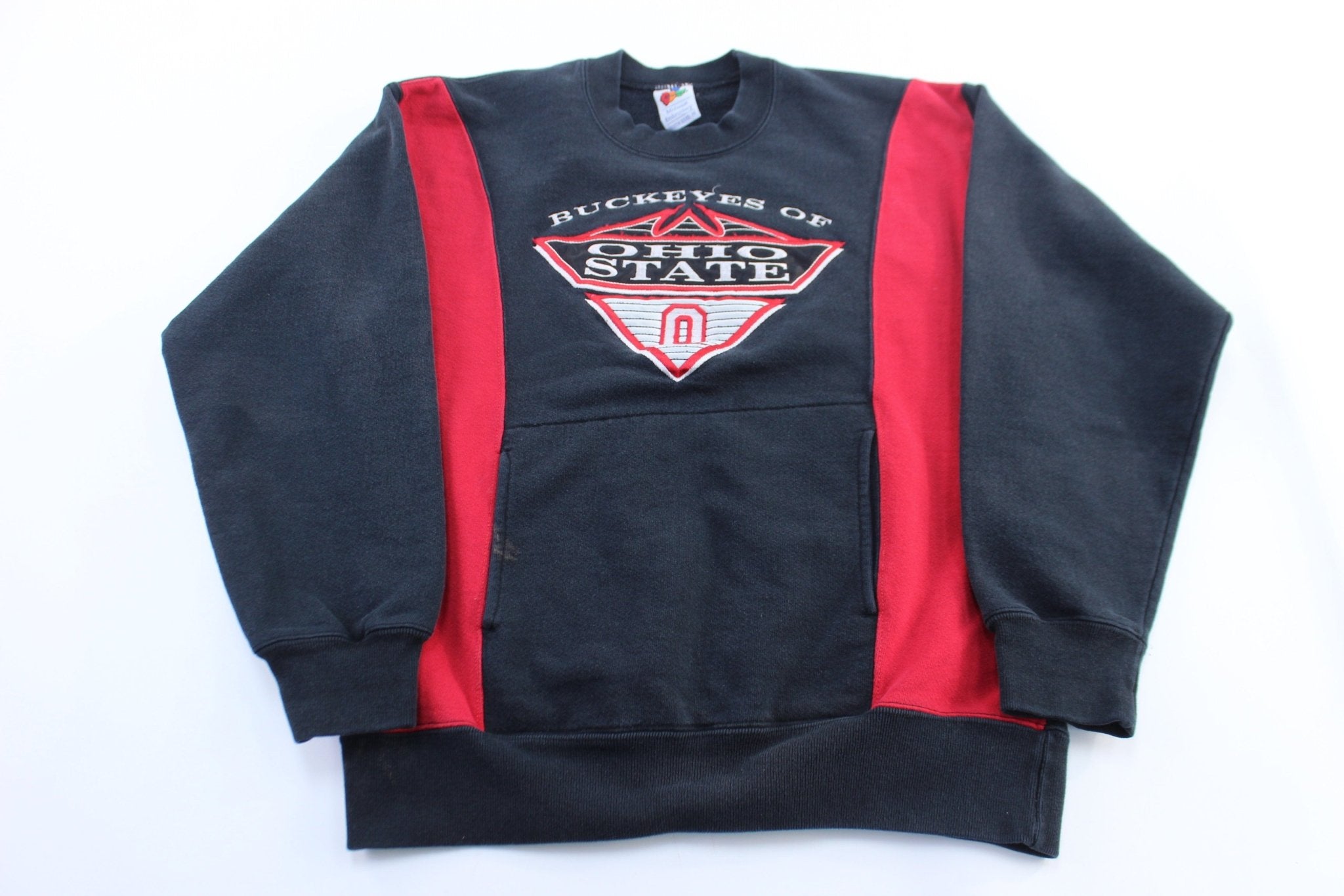 90's Ohio State Buckeyes Embroidered Striped Sweatshirt - ThriftedThreads.com